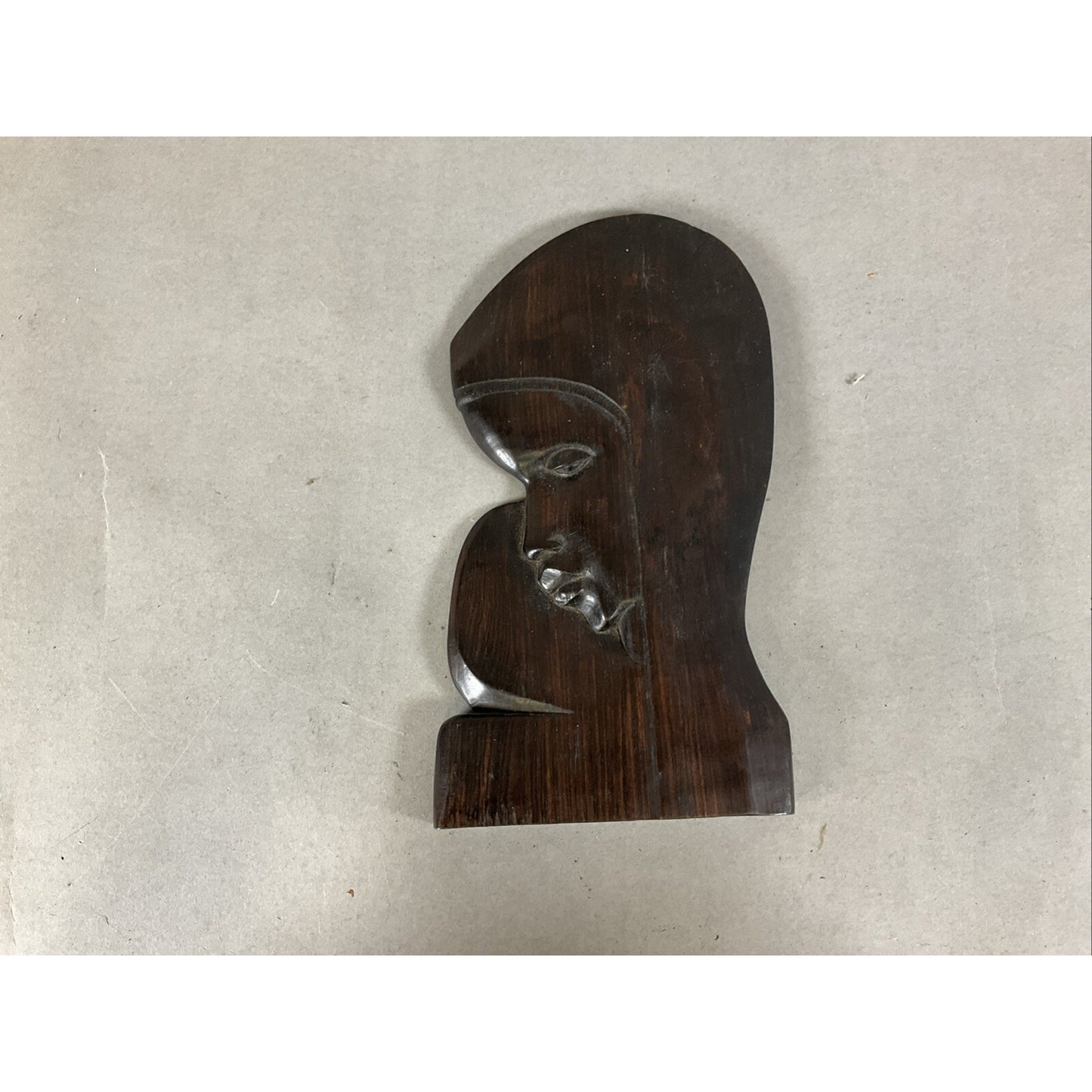 Vintage Hand Carved Wooden Woman Bust Side Profile