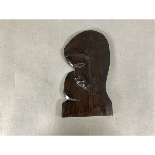 Vintage Hand Carved Wooden Woman Bust Side Profile