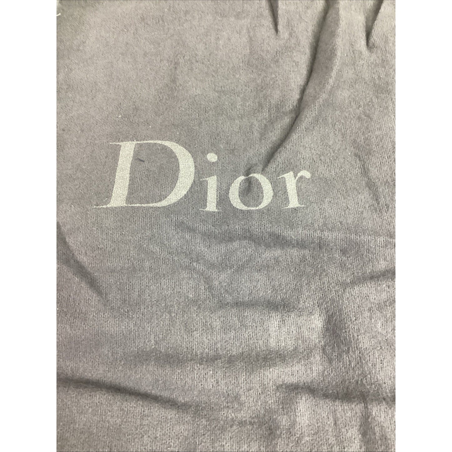Christian Dior Gray Fleece Drawstring Bag - 14x8.5”