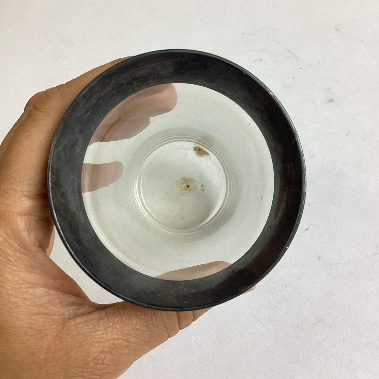 Glass Tumbler With Silver Plated & Etched Top Edge - 5”H