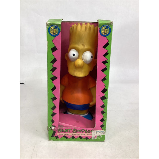 Vintage NOS 1990 Bart Simpson Plastic Coin Bank Figure