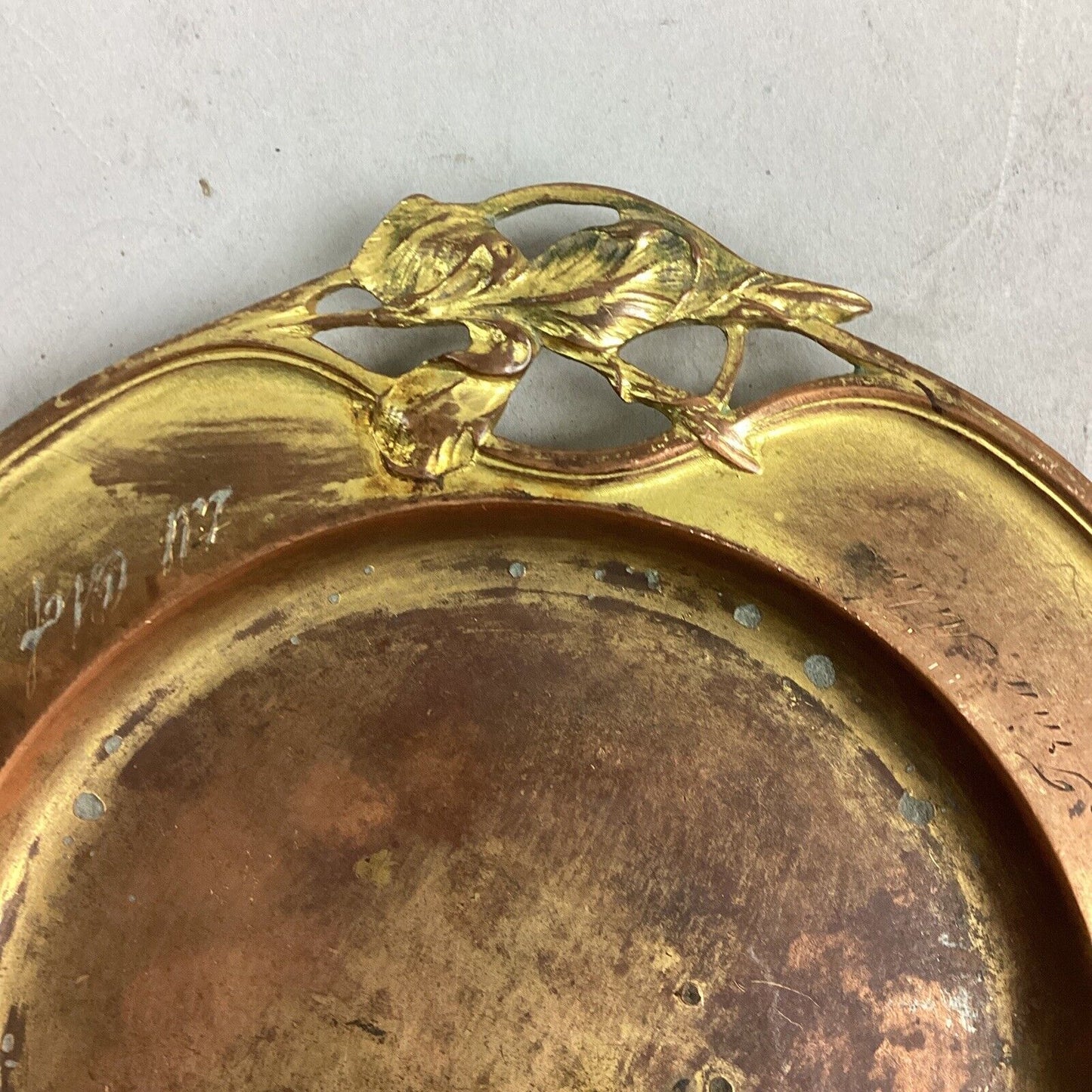 Antique 1904 Gold Colored Trinket Dish - 5.5”