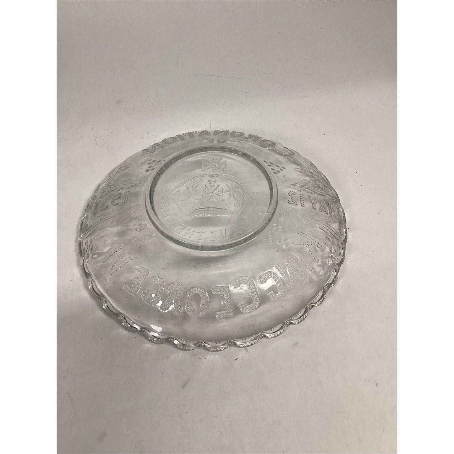 1937 Coronation of King George VI Pressed Glass Royal Commemorative Plate