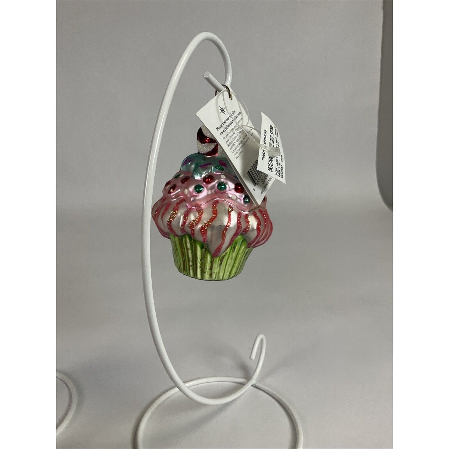 Christopher Radko Mint Confection Cupcake + Tiny Tootsies Christmas Ornaments