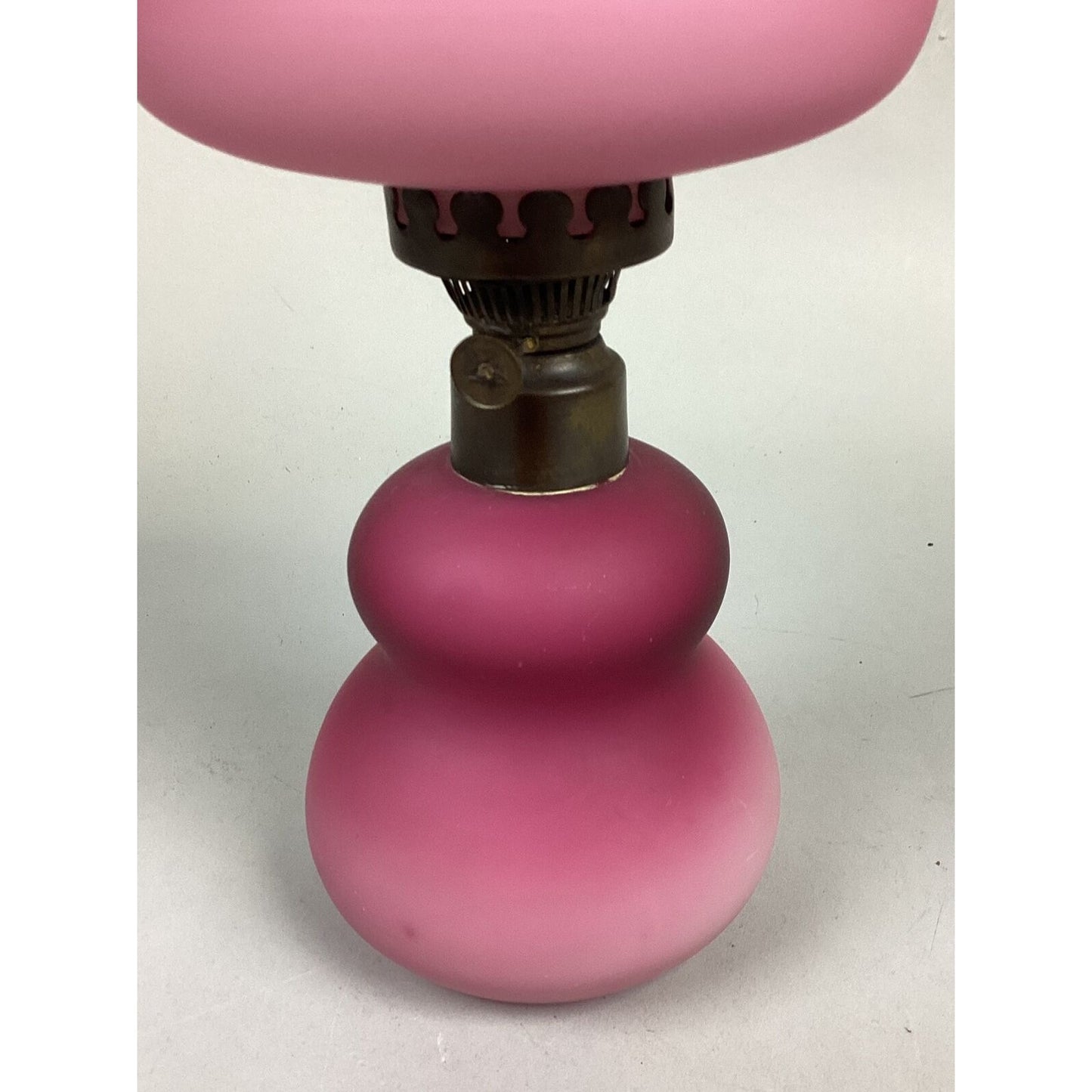 Antique Pink Gradient Peach Blow Kerosene Table Lamp - 10.5”H