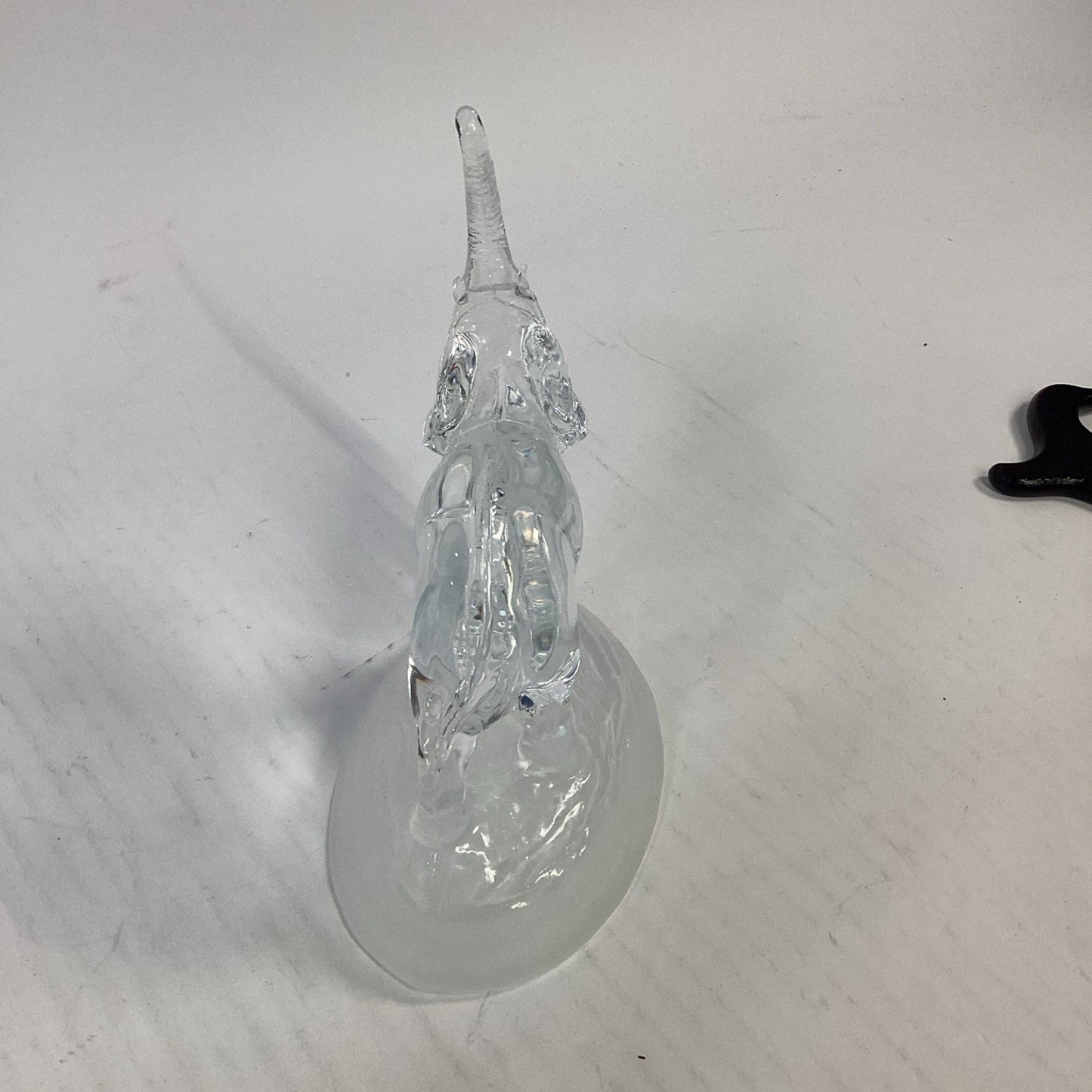 Vintage Clear Glass Elephant Figurine on Frosted Glass Base