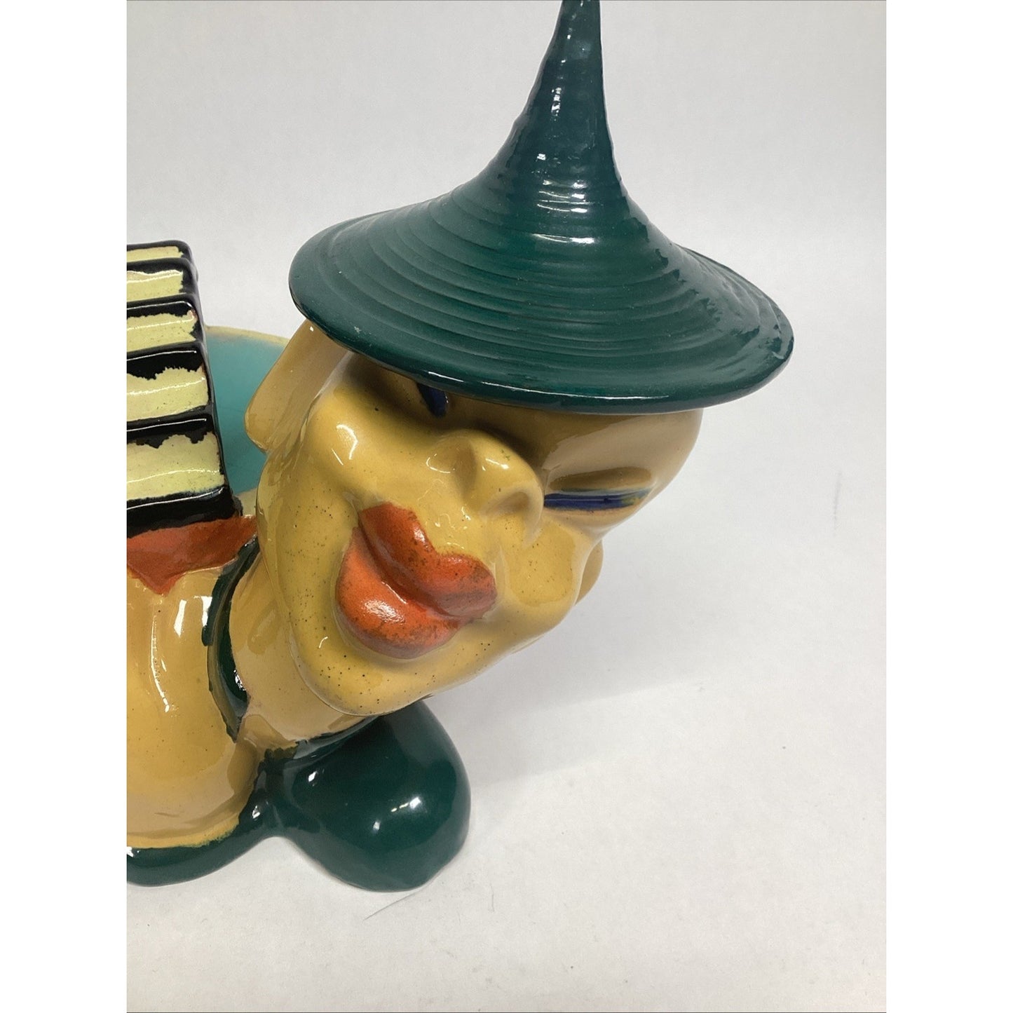 Whimsical Vintage Ceramic Minstrel Candy/Nut Dish Sculpture Figurine