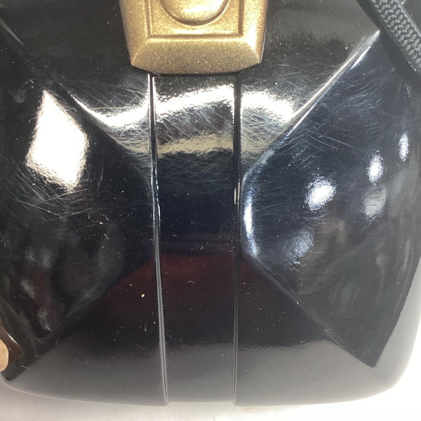 1980s Marc Levine Lacquered Black Hard Shell Bag W/ Strap