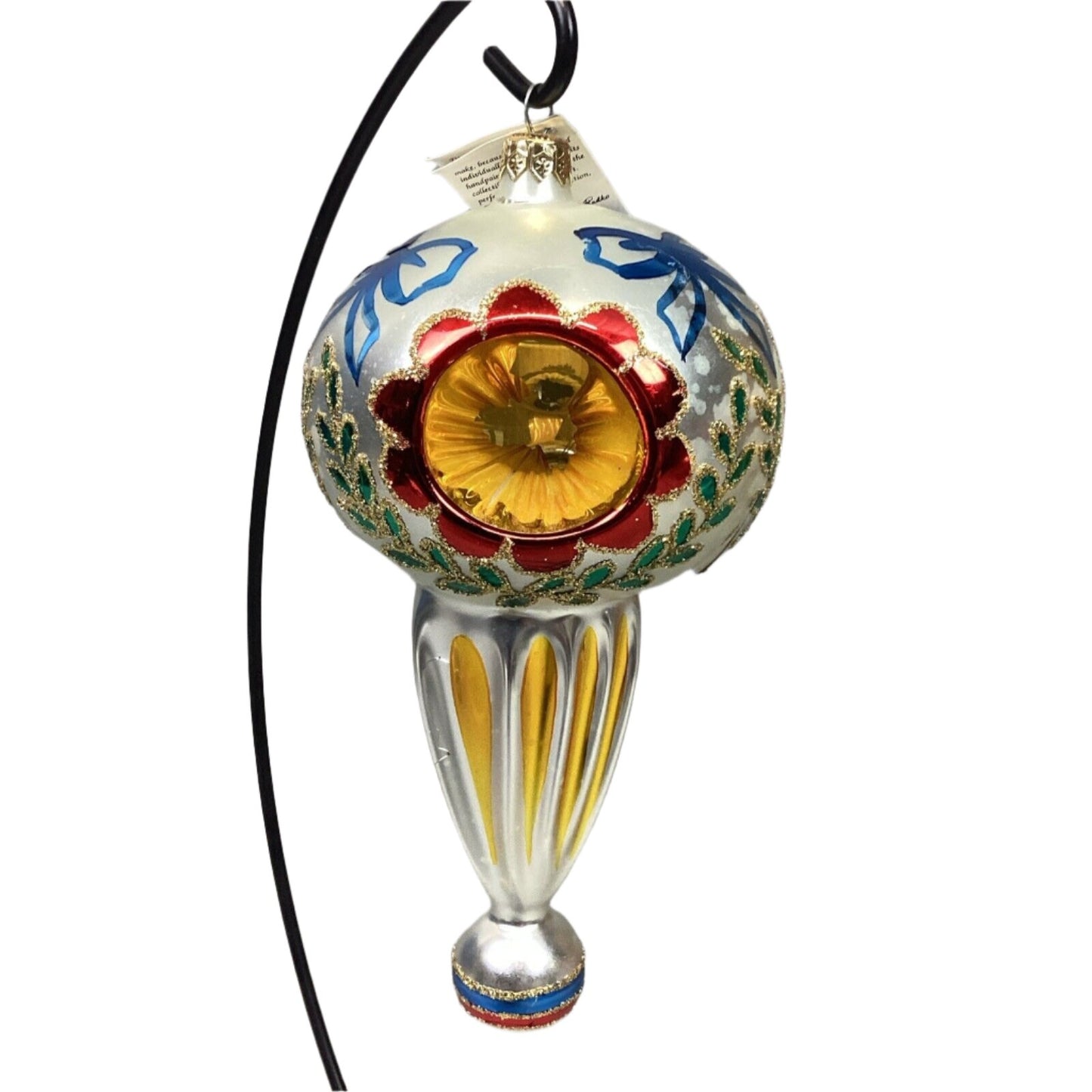 Christopher Radko Triple Reflector Glass Christmas Ornament - 8” - Damaged