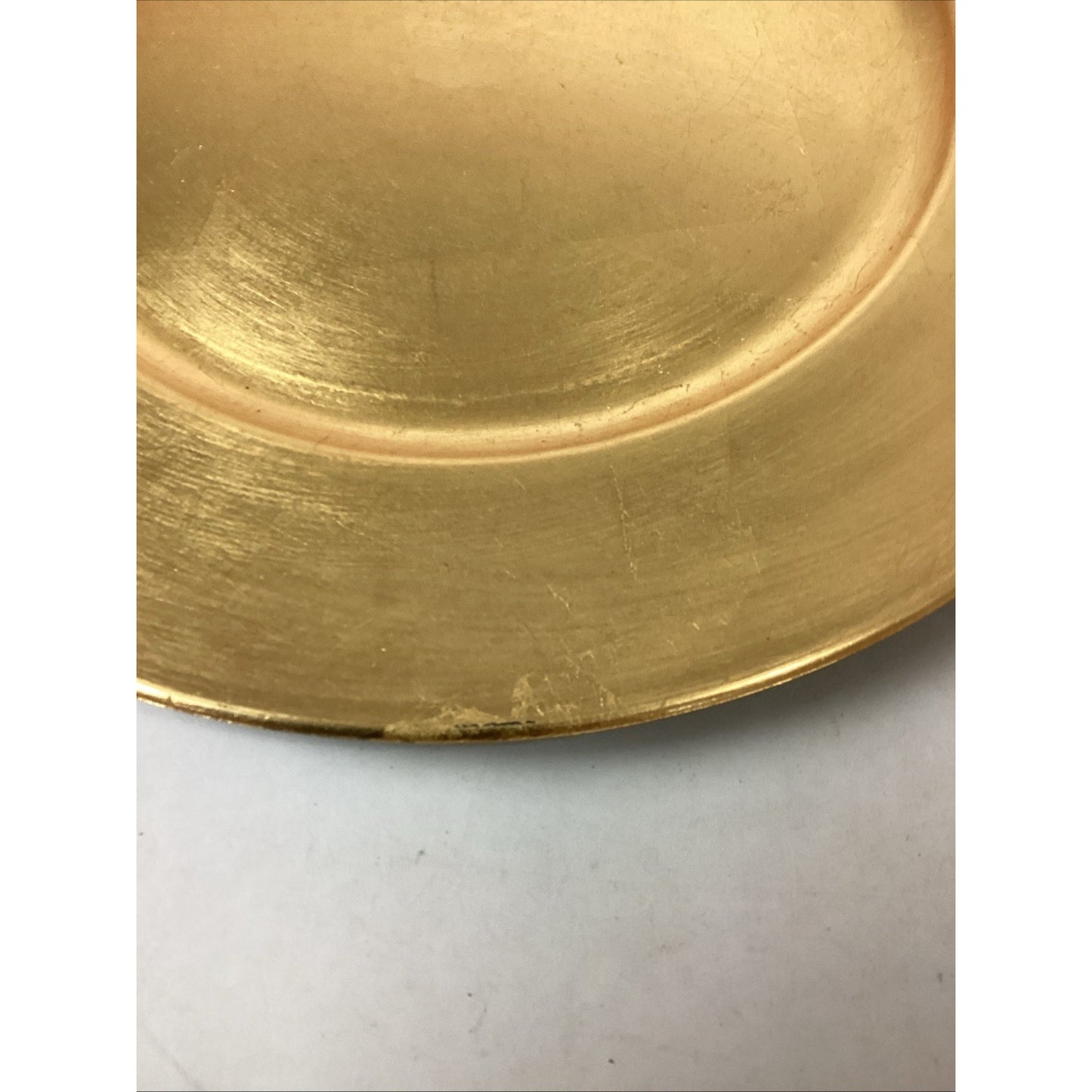 1989 Poplar Wood Round Tray And 3 Gilt Decorative Chargers