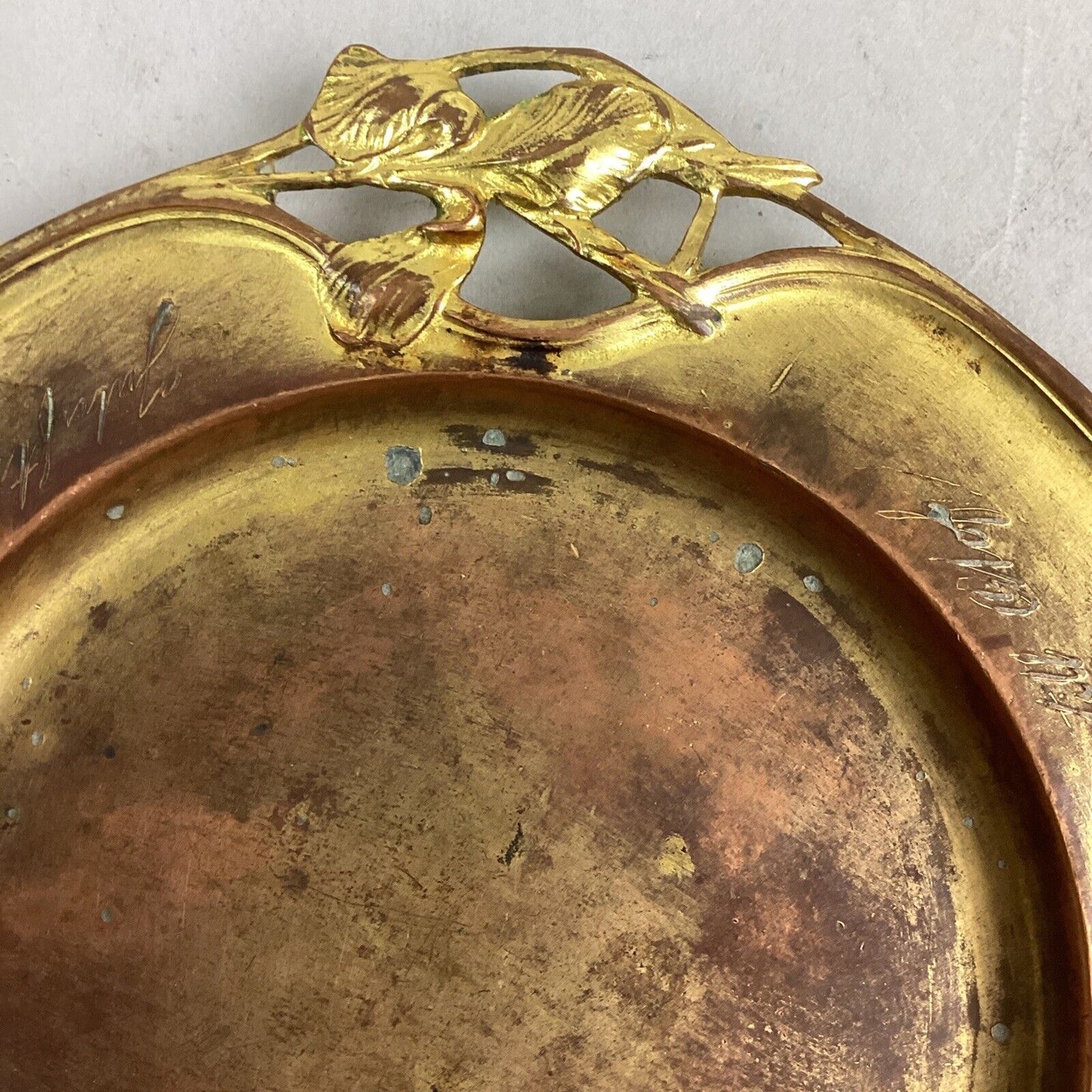 Antique 1904 Gold Colored Trinket Dish - 5.5”