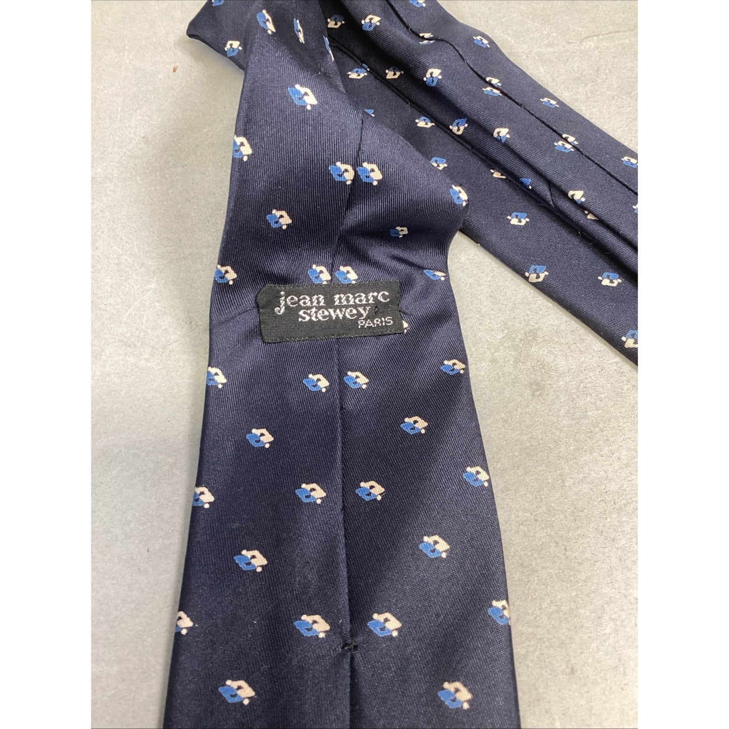 Countess Mara Blue Striped Silk Tie & Jean Marc Stewey Paris Dark Blue Silk Tie