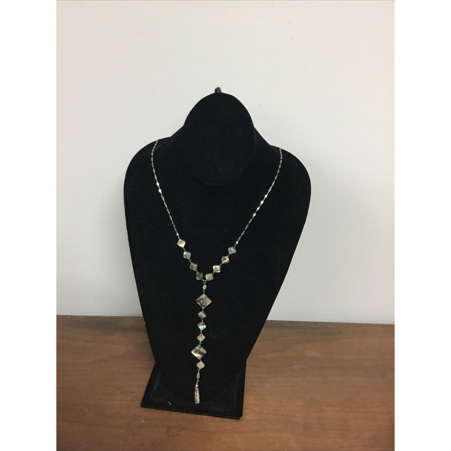 Statement Necklace Charcoal Stones Silver Tone Drop Dangle Necklace