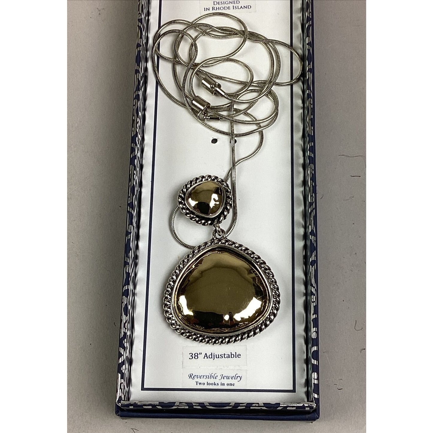 Scroll & Vine Adjustable 38” Reversible Jewelry Necklace w/ Original Box