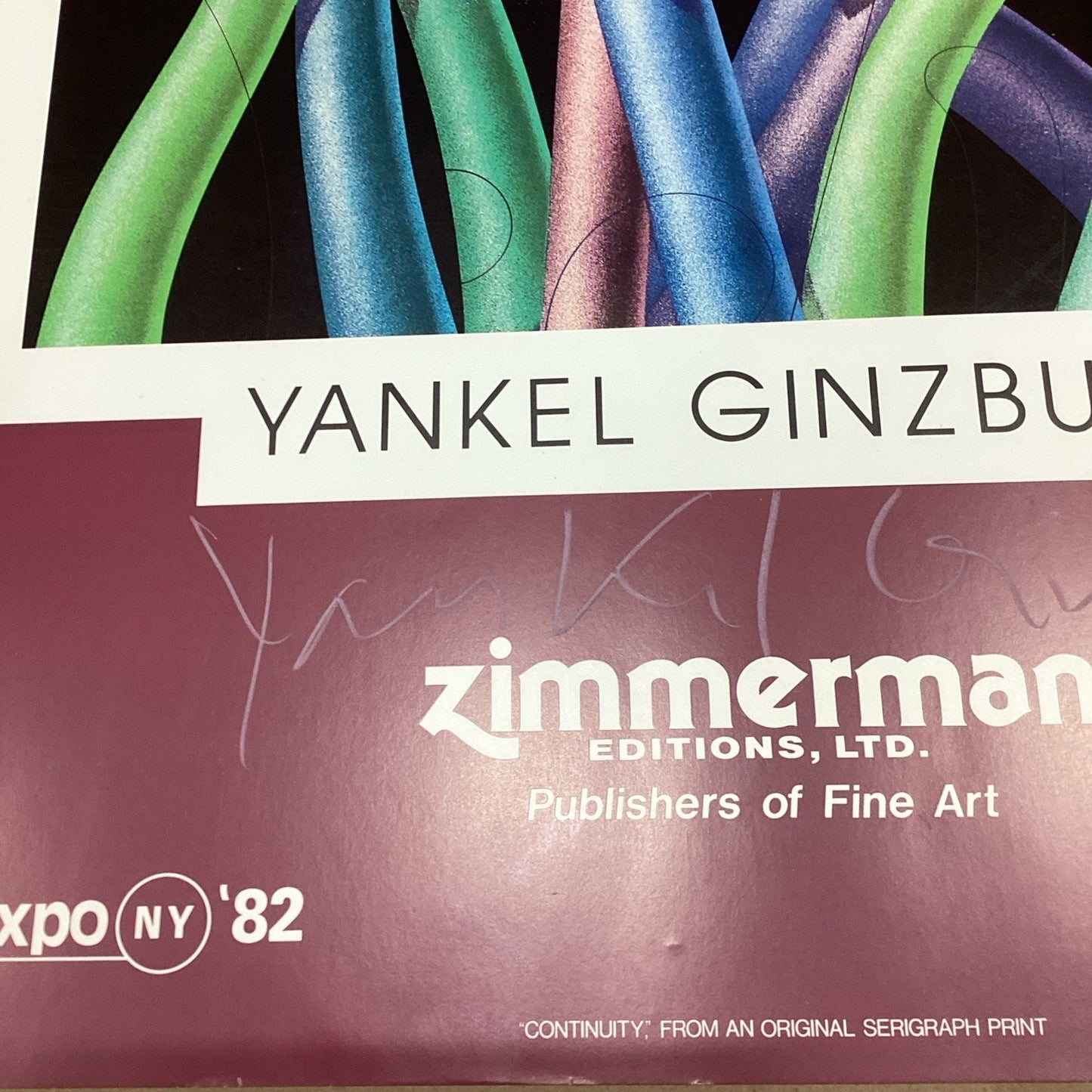 Yankel Ginzburg Signed 1982 Art Expo Poster - 29.75x22”