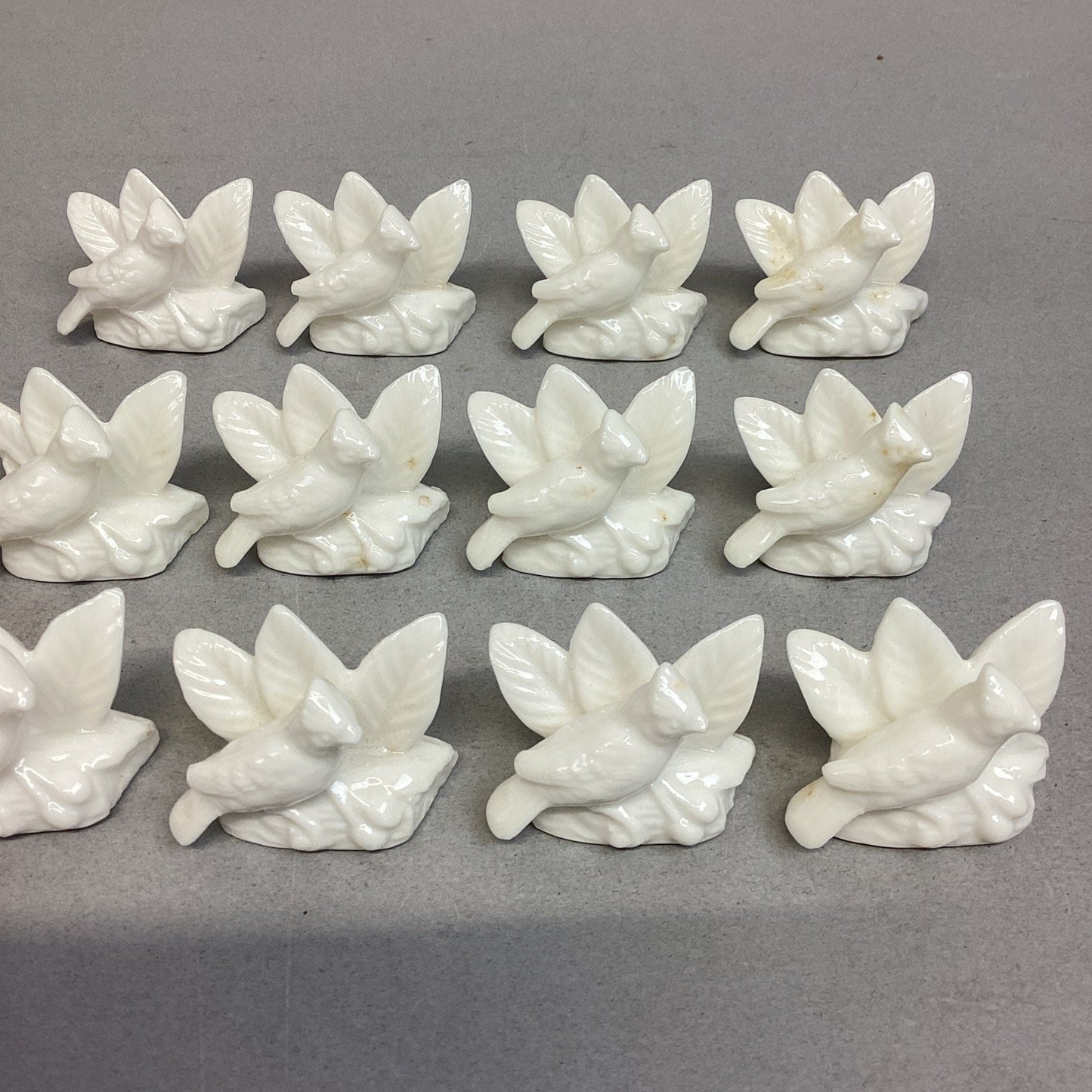 Set Of 12 Blue Jay Decorative Porcelain Figurines
