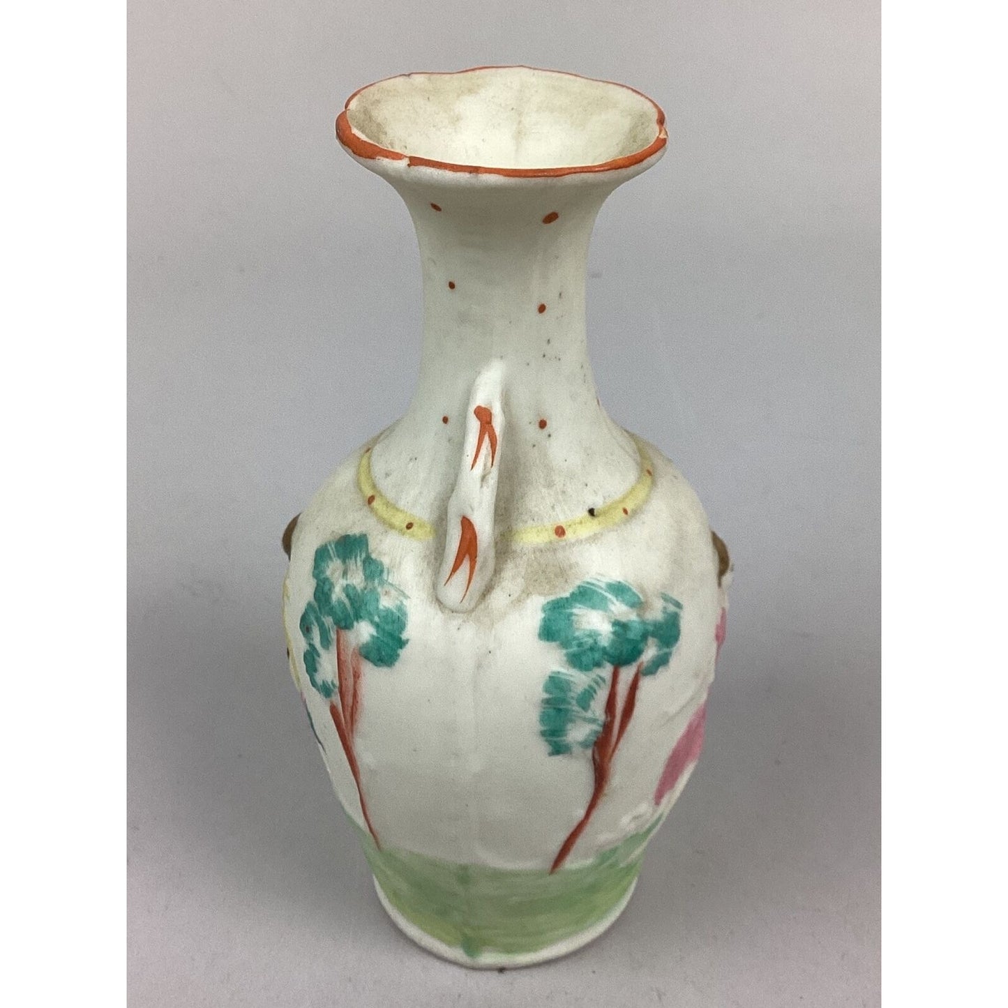 Vintage Mother Son Outdoor Scene Vase - 6”