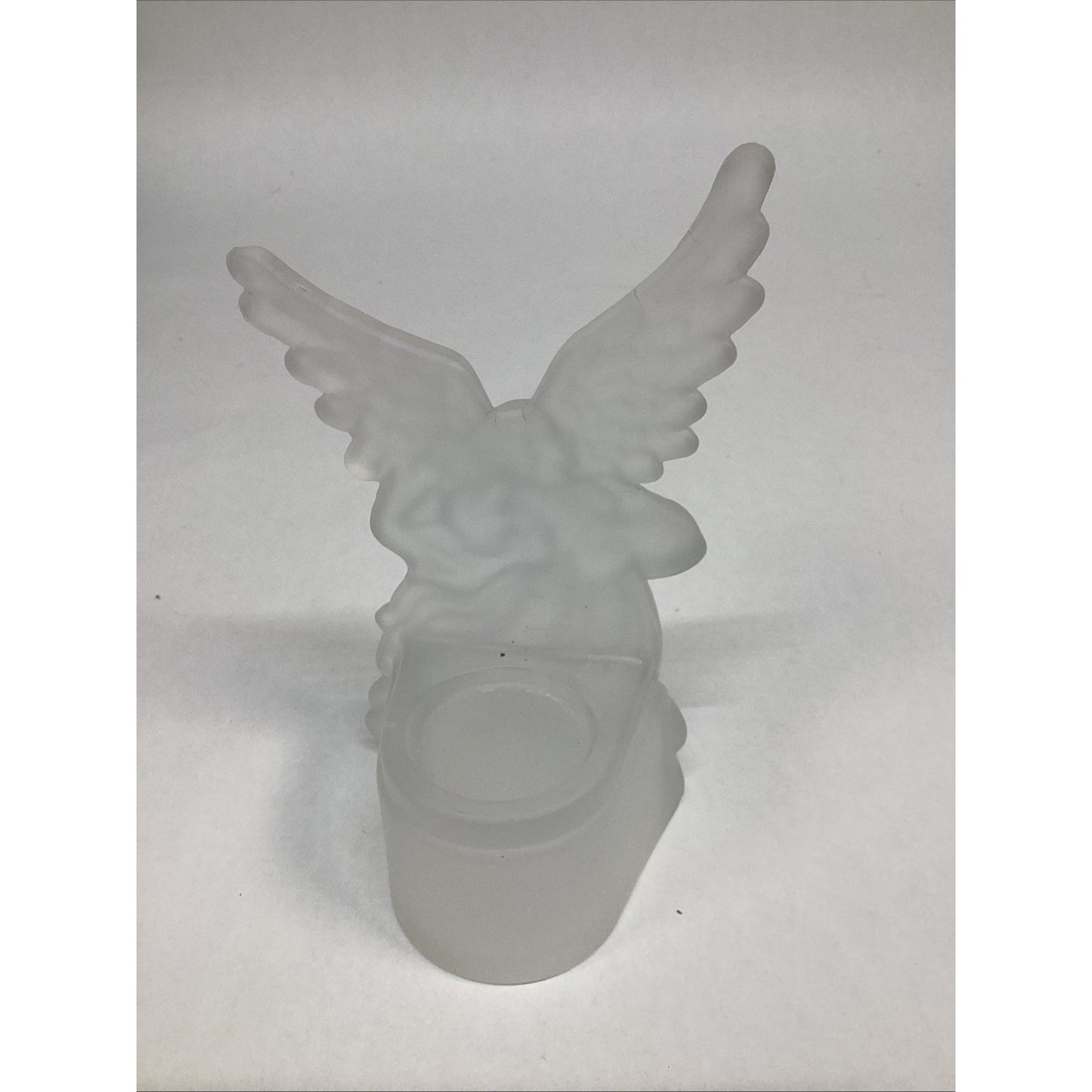 Frosted Glass Angel Playing Lute Tea Light Holder