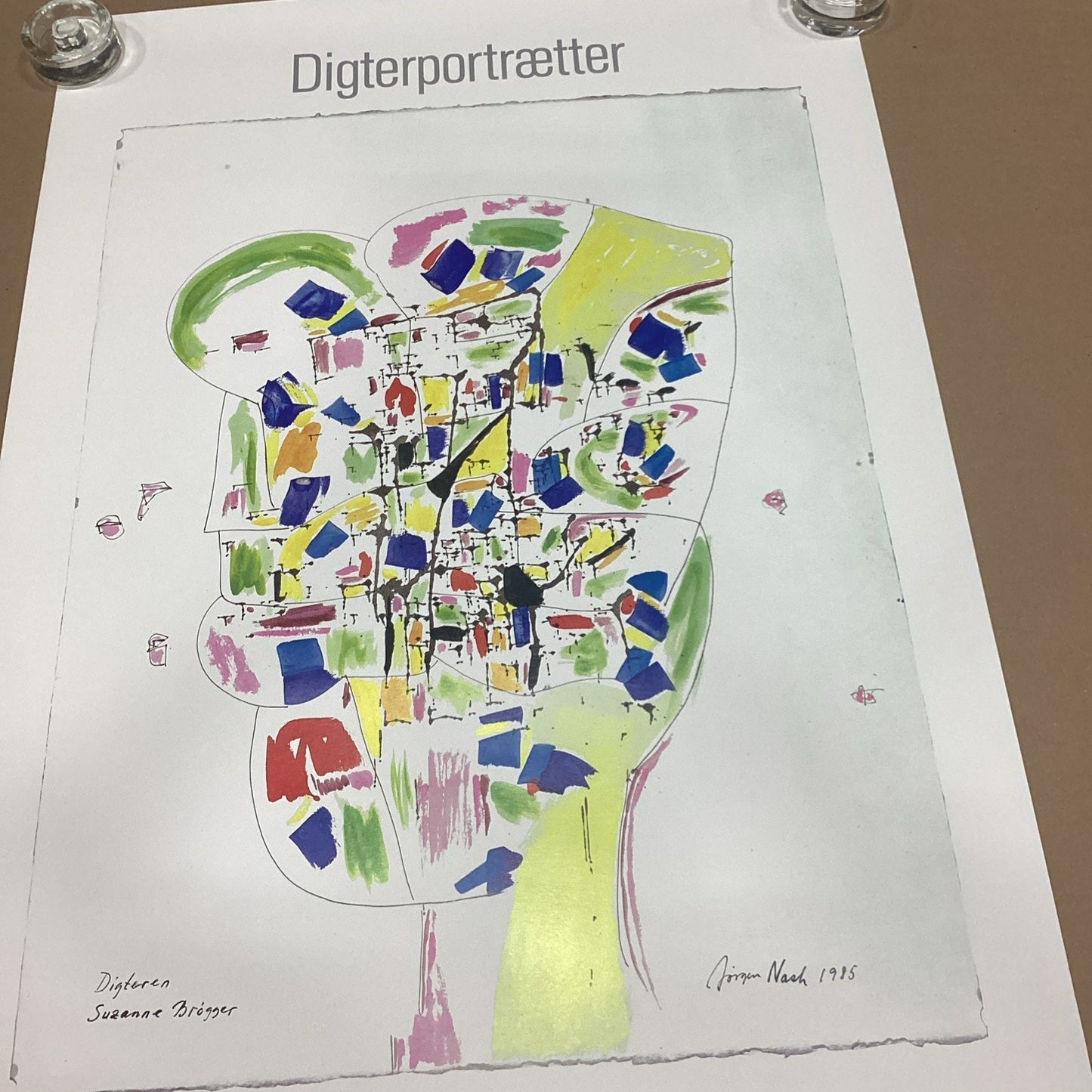 Jorgen Nash 1985 Digterportraetter Abstract Art Poster - 35.75x24”