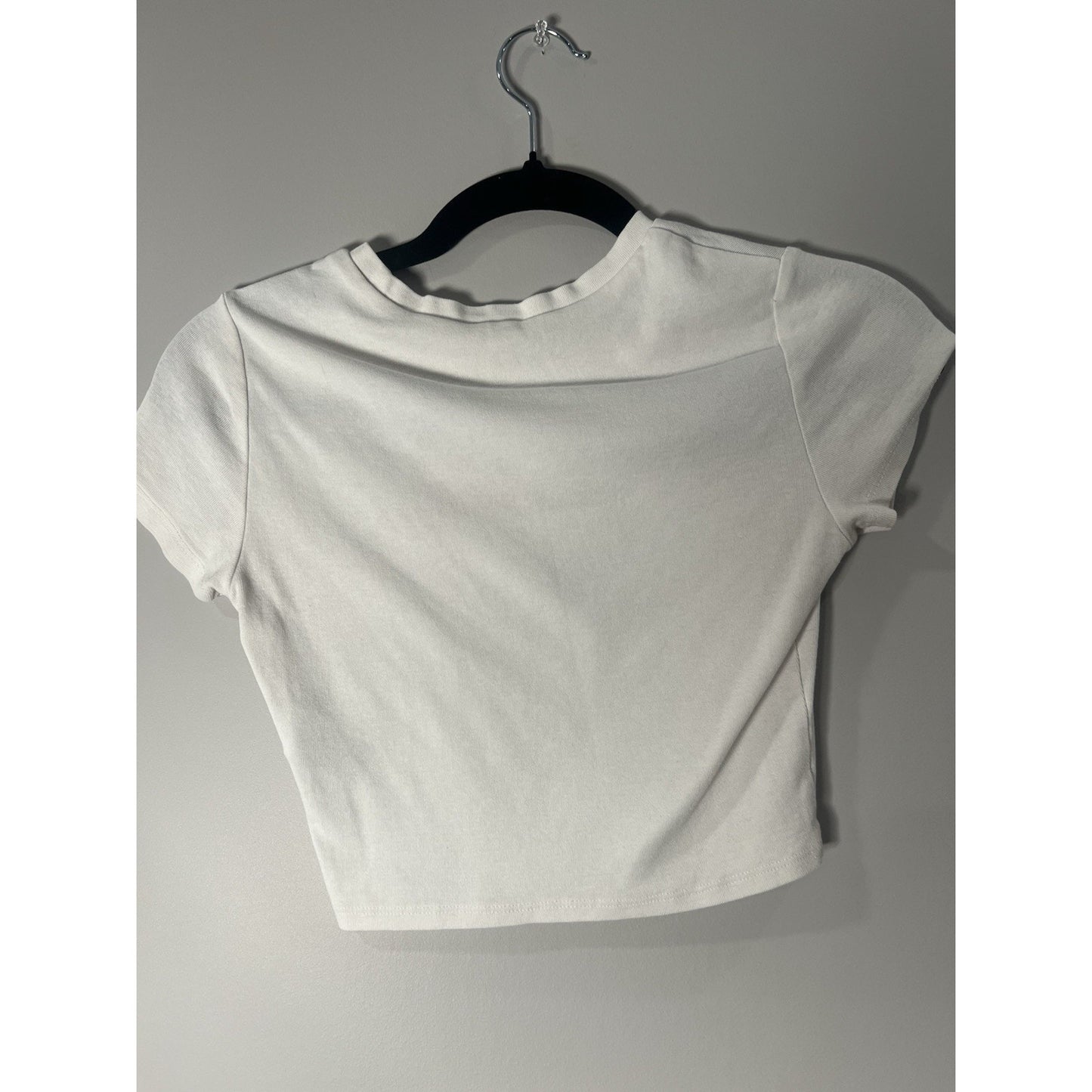 GARAGE Cropped Classic Slogan Baby Tee Stretch Short Sleeve : White, XS