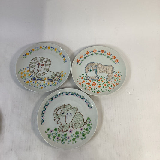 Lot Of 3 Vintage 1976 Seymour Mann Safari Lunch Plates - 8”D