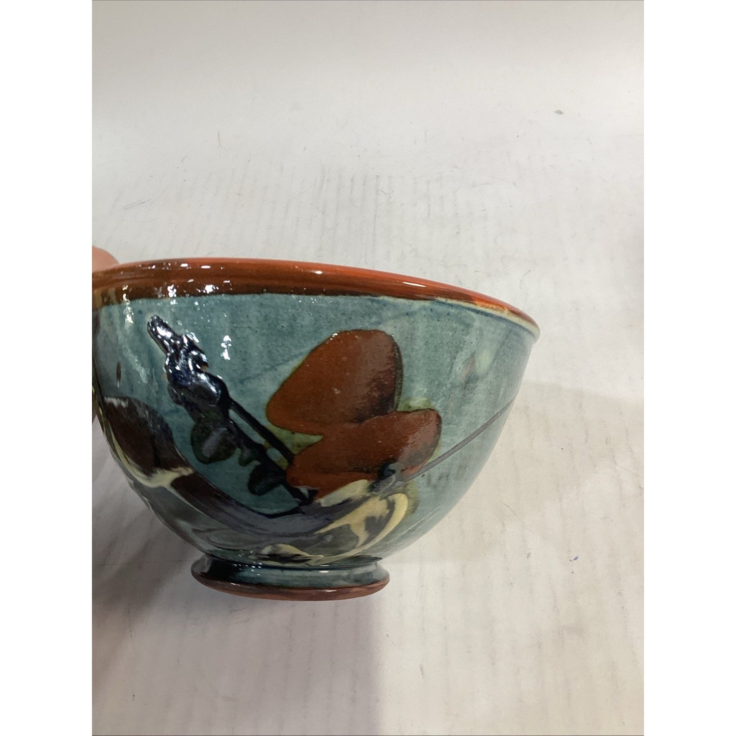 Lot Of 3 Hand Painted Glazed Pottery Bowls - 3.75”Hx6.5”D