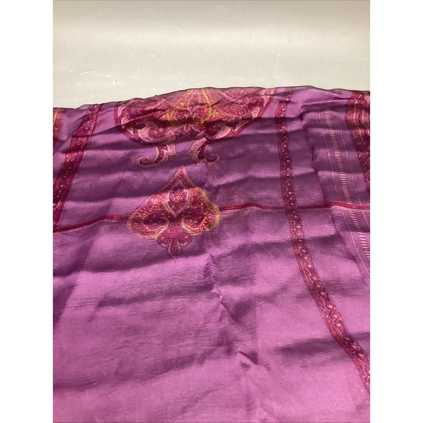 Vintage Purple Pink Paisley Women’s Silk Scarf - 62x26”