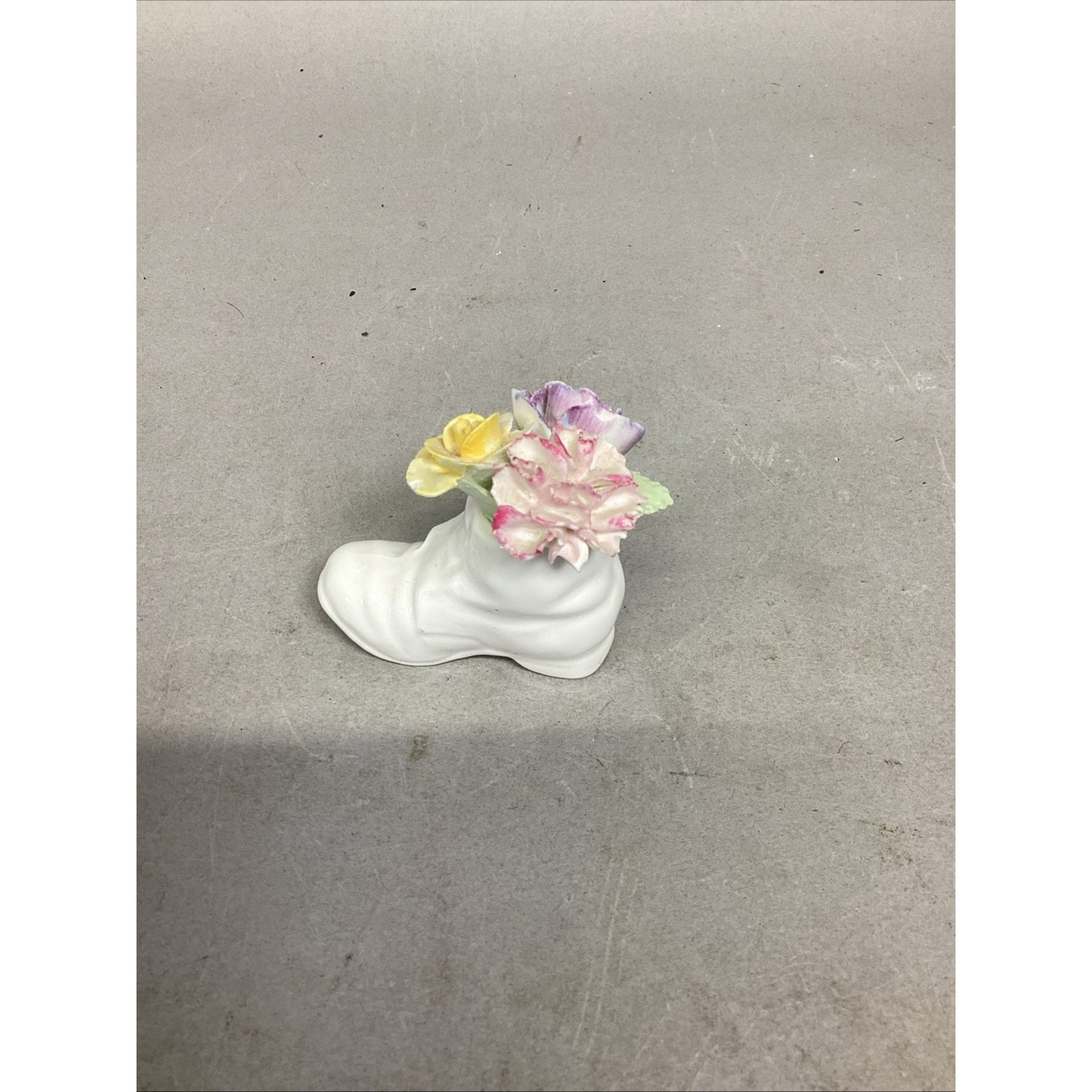 Vintage E&R Gold Crown Fine Bone China Flowers In Boot Figurine Hand Painted