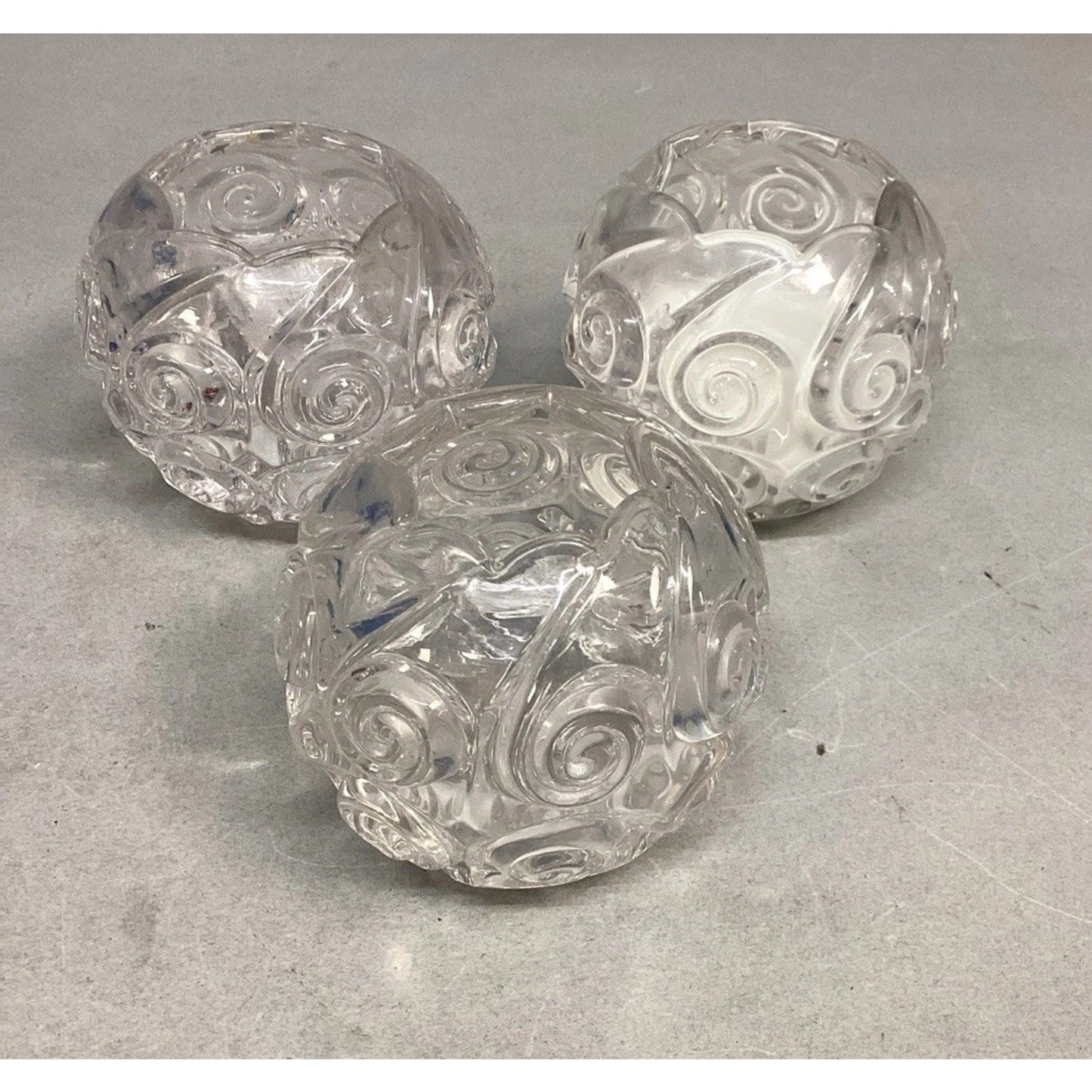 Set Of 3 Duncan & Miller Snail Rose Bowl Candle Holders