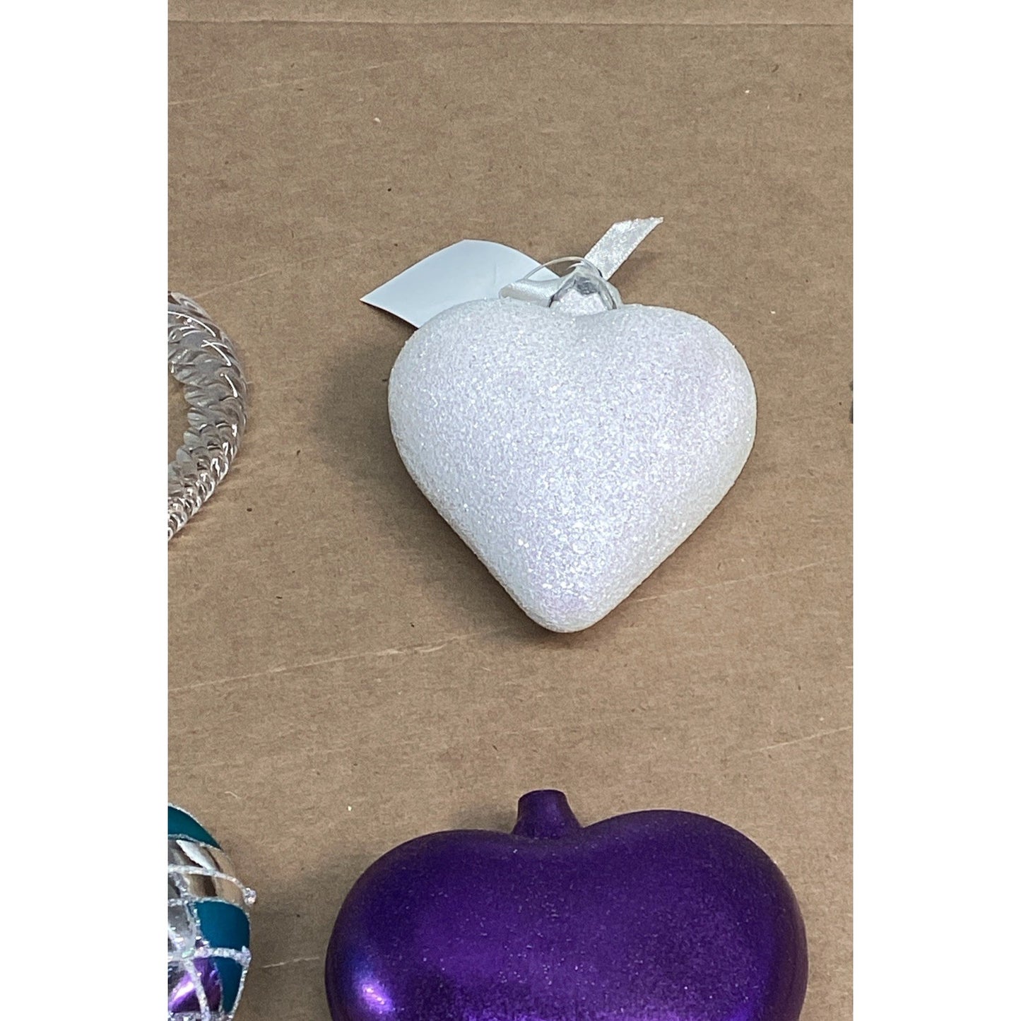 Lot Of 9 Heart Christmas Ornaments And 1 Star Wand Ornament