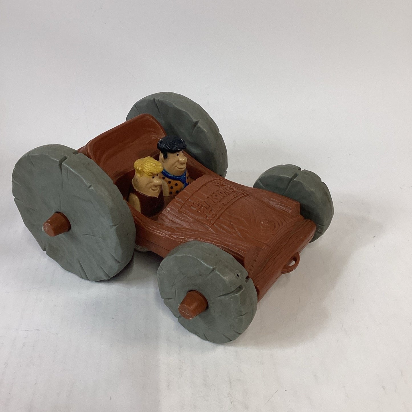 VINTAGE 1976 Flinstones Hanna Barbera Pull Flip Car Toy - Fred/Barney, Bam/Pebs