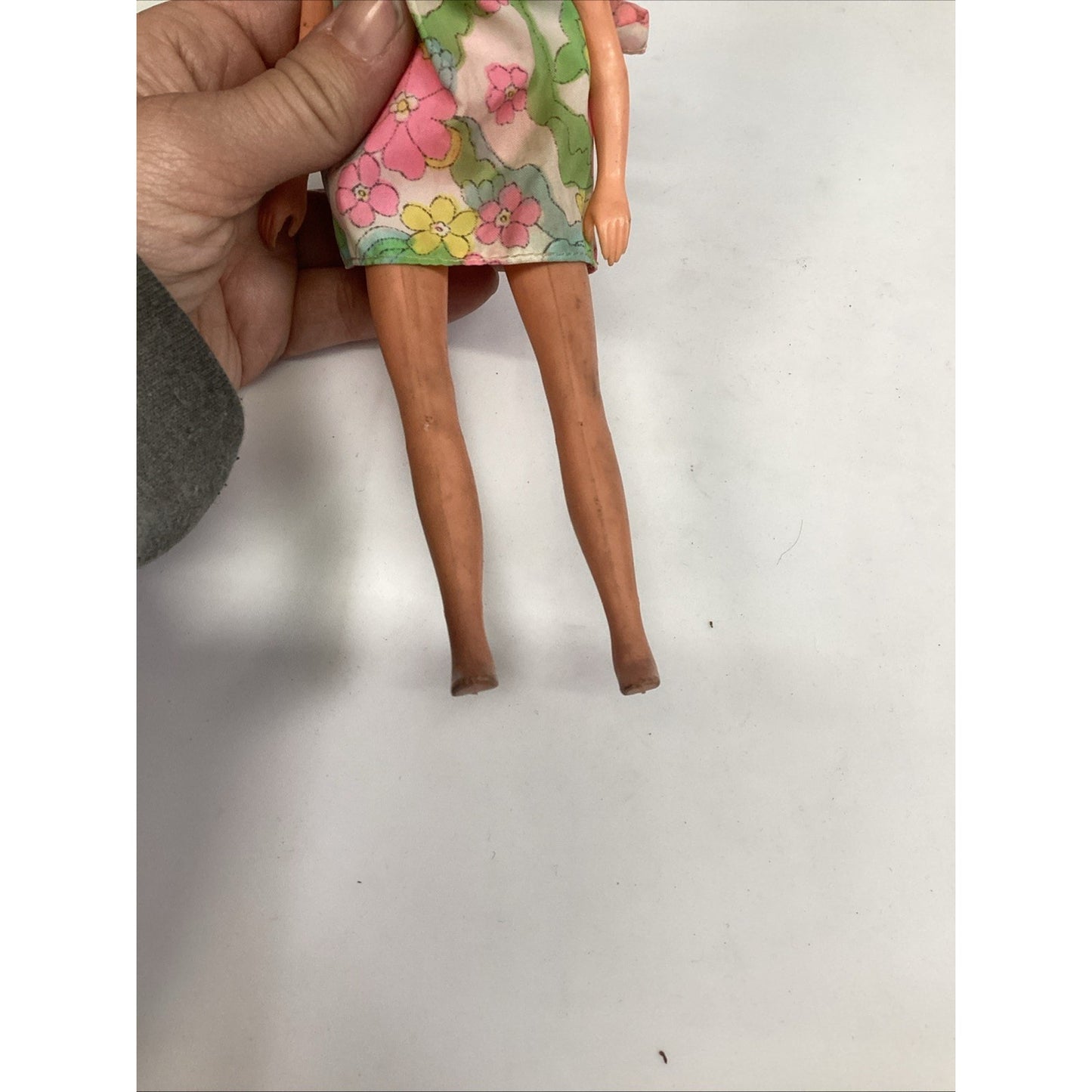 Vintage 1977 Fashion Doll In A Sleeveless Floral Dress