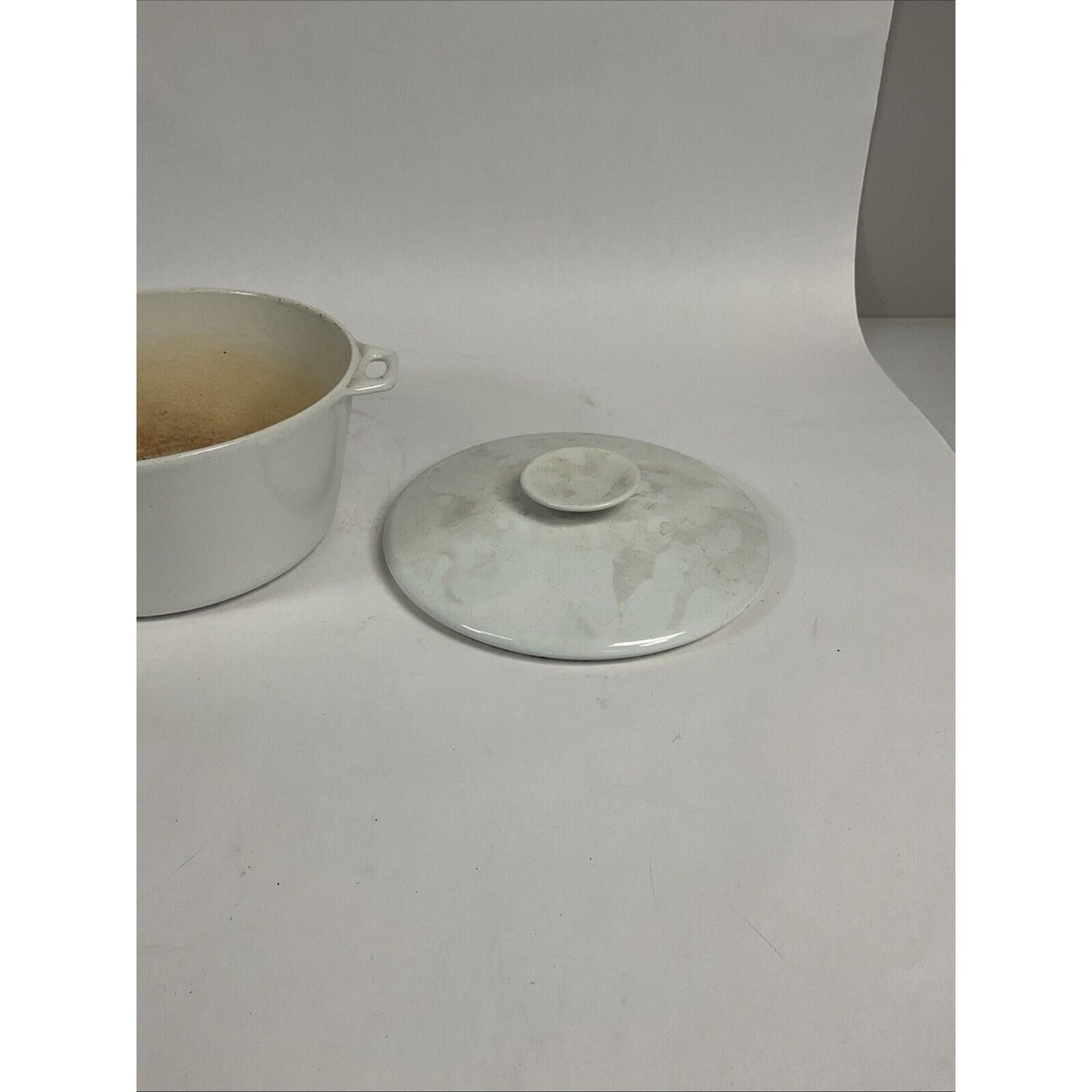 Vintage White COPCO Denmark Danish Enameled Cast Iron Pot