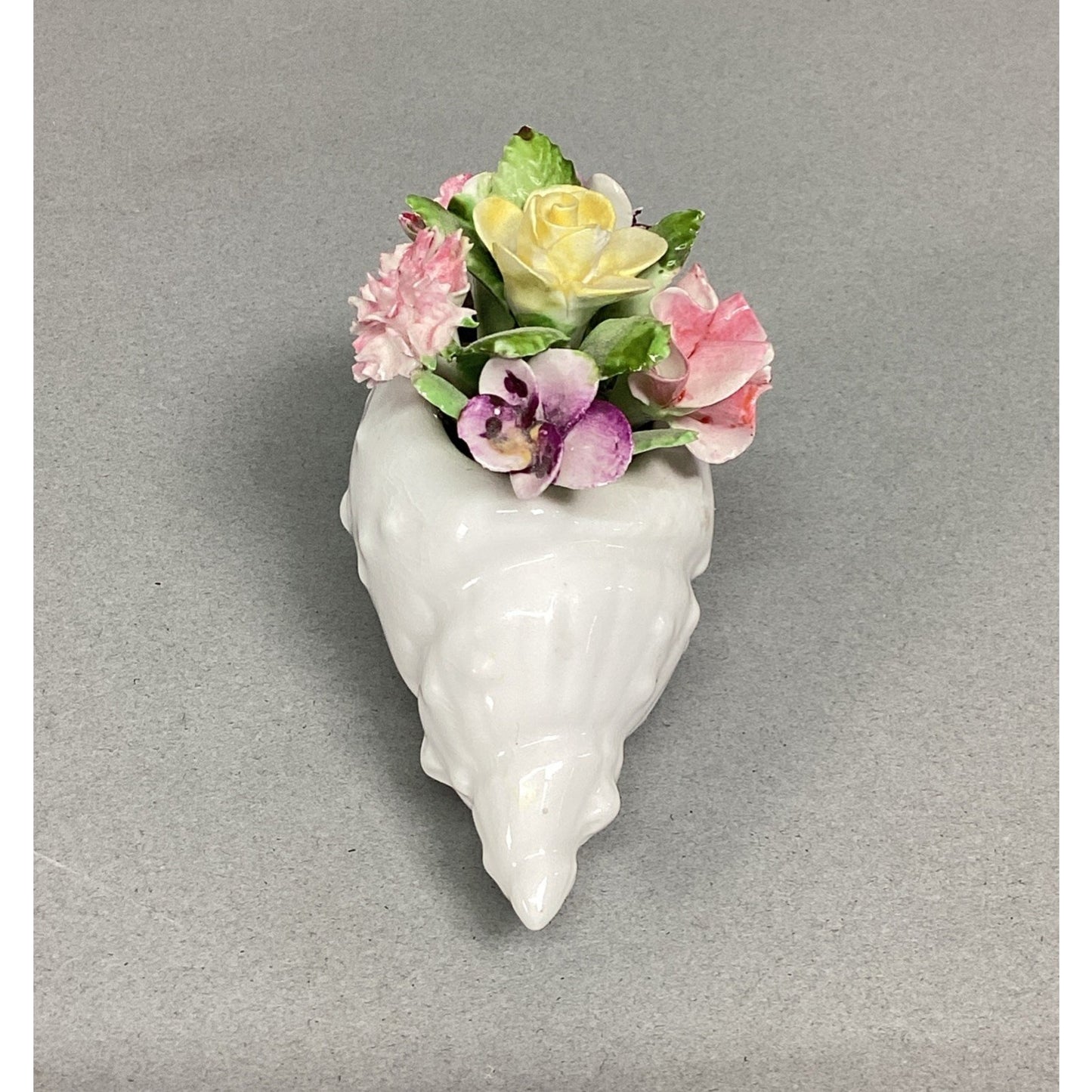Vintage Royal Adderly Bone China Floral Bouquet Nestled in a Sea Shell - England