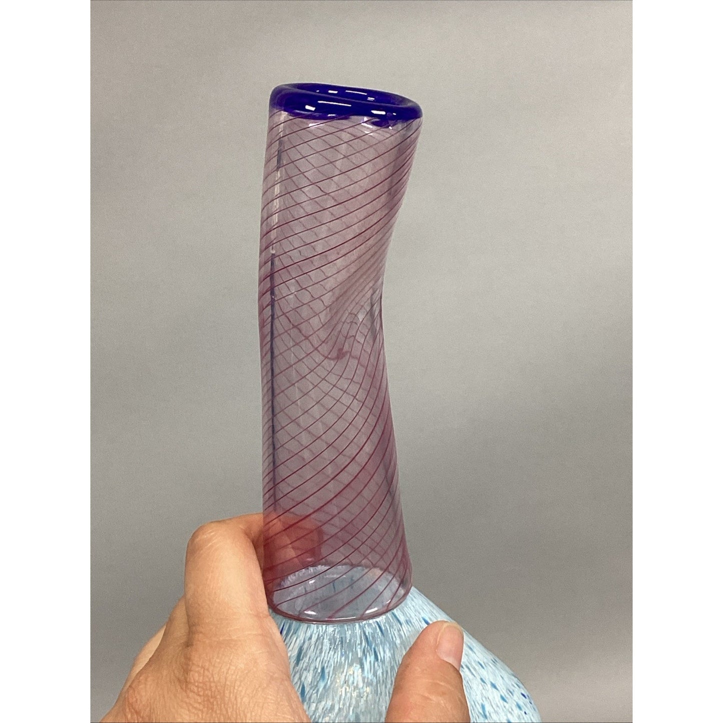 Handblown Speckled Blue Large Glass Decanter - 19”H