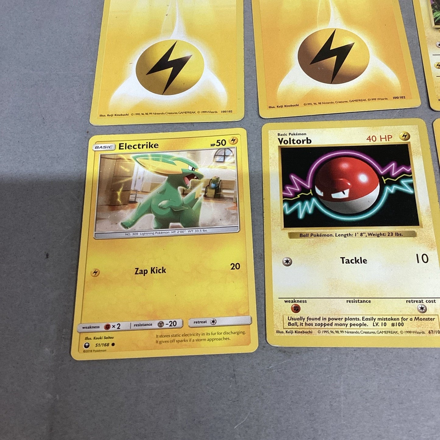 Lot Of 6 Pokémon Trading Cards - Energy, Pikachu, Electrike, Voltorb, Electrode
