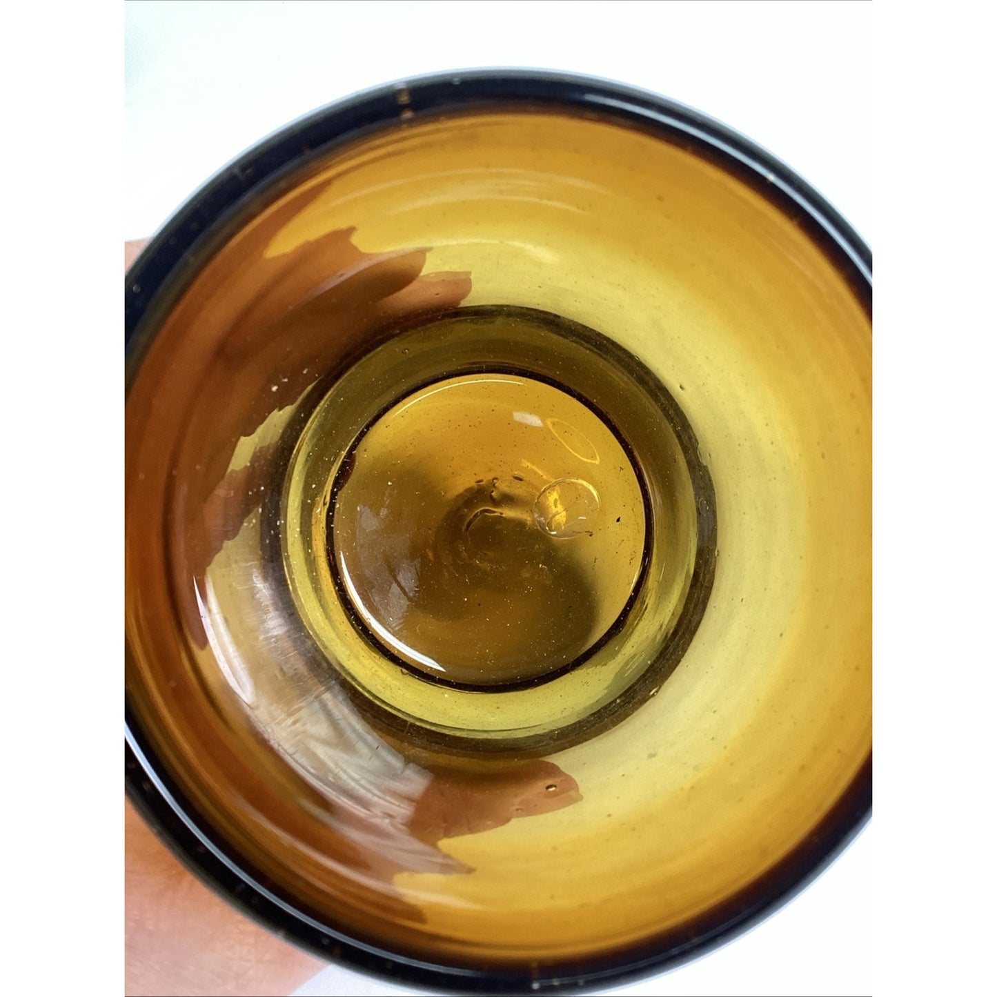 Vintage Amber Hand Blown Cocktail Drinking Glass - 4.25”H