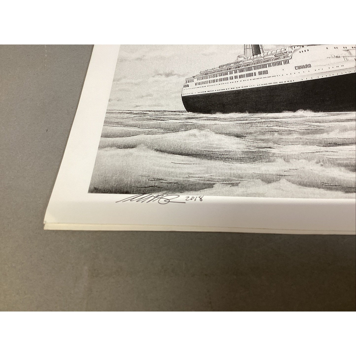 Cunard Queen Elizabeth 2 Ship Art Print - 16x12” - Signed In 2018