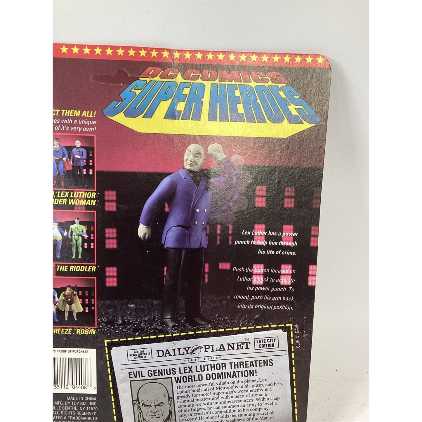 Toybiz DC Comics 1989 Super Heroes Evil Genius Lex Luthor Power Punch!
