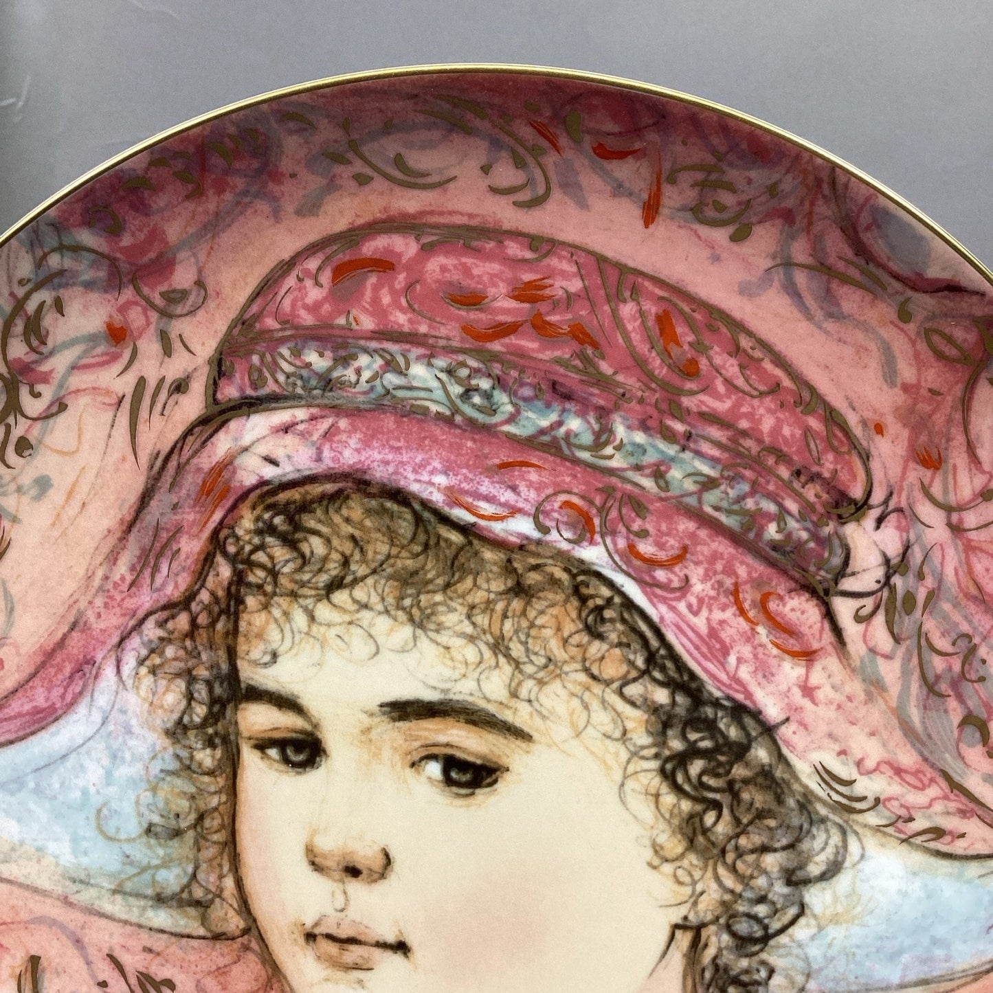 2 Signed Edna Hibel Frederic & Claire Commemorative Series Collectors Plates