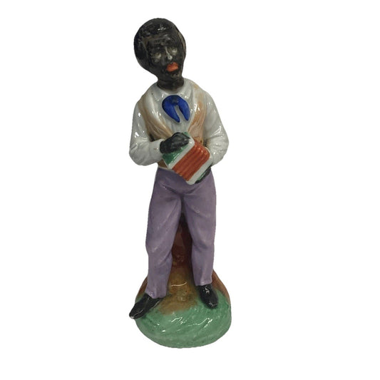 Victorian Era Staffordshire Figurine Of A Man Playing An Accordion