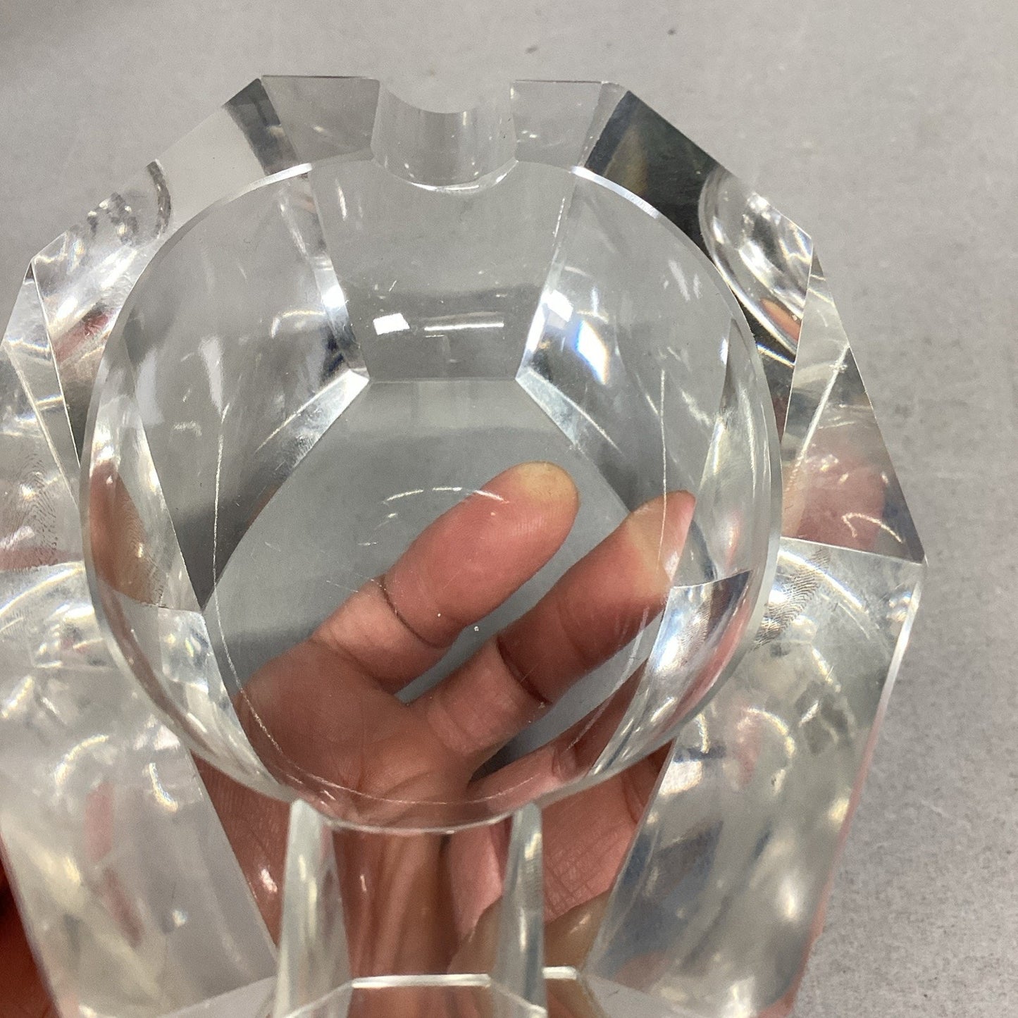 Clear Glass Cigarette Cigar Ashtray - 4.5x3.25x1.5”
