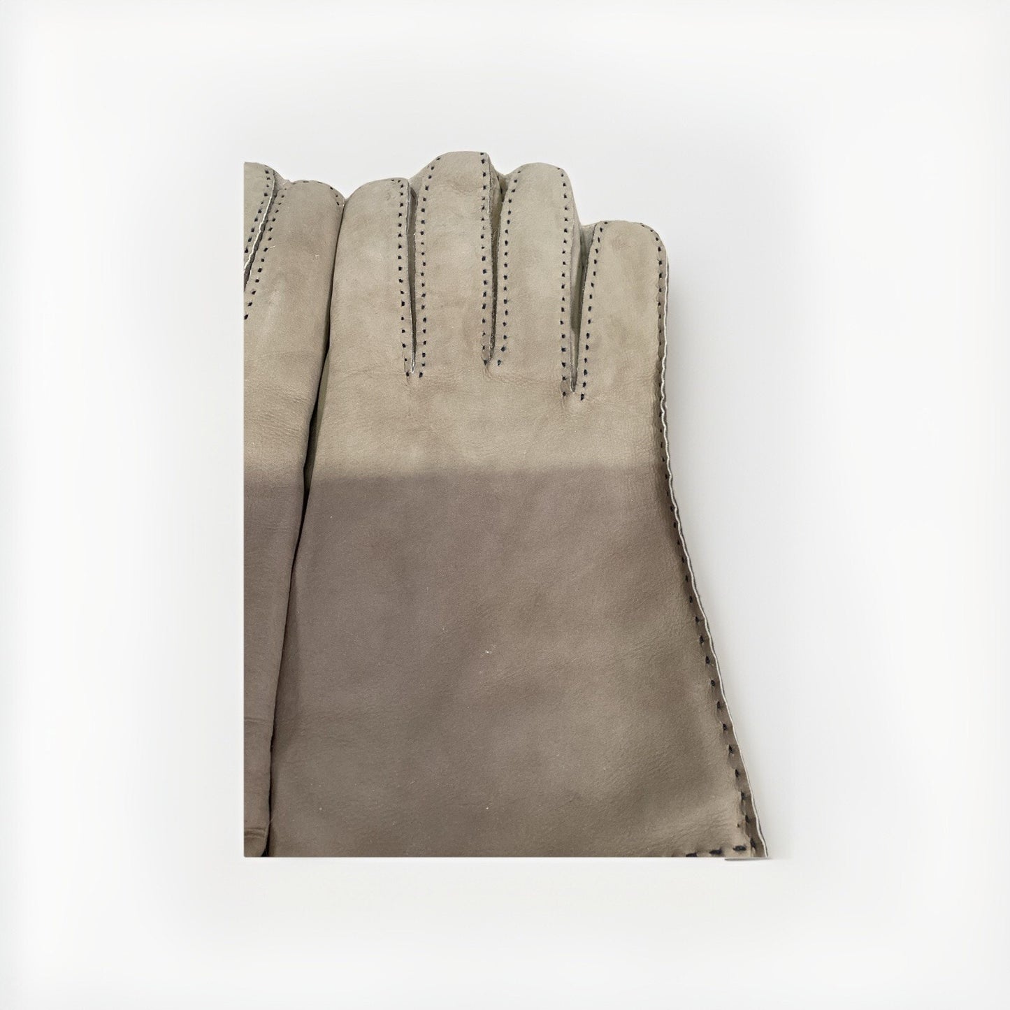 Vintage FAUX LEATHER Gloves Handsewn Driving Winter Wool Lined - Size 7.5