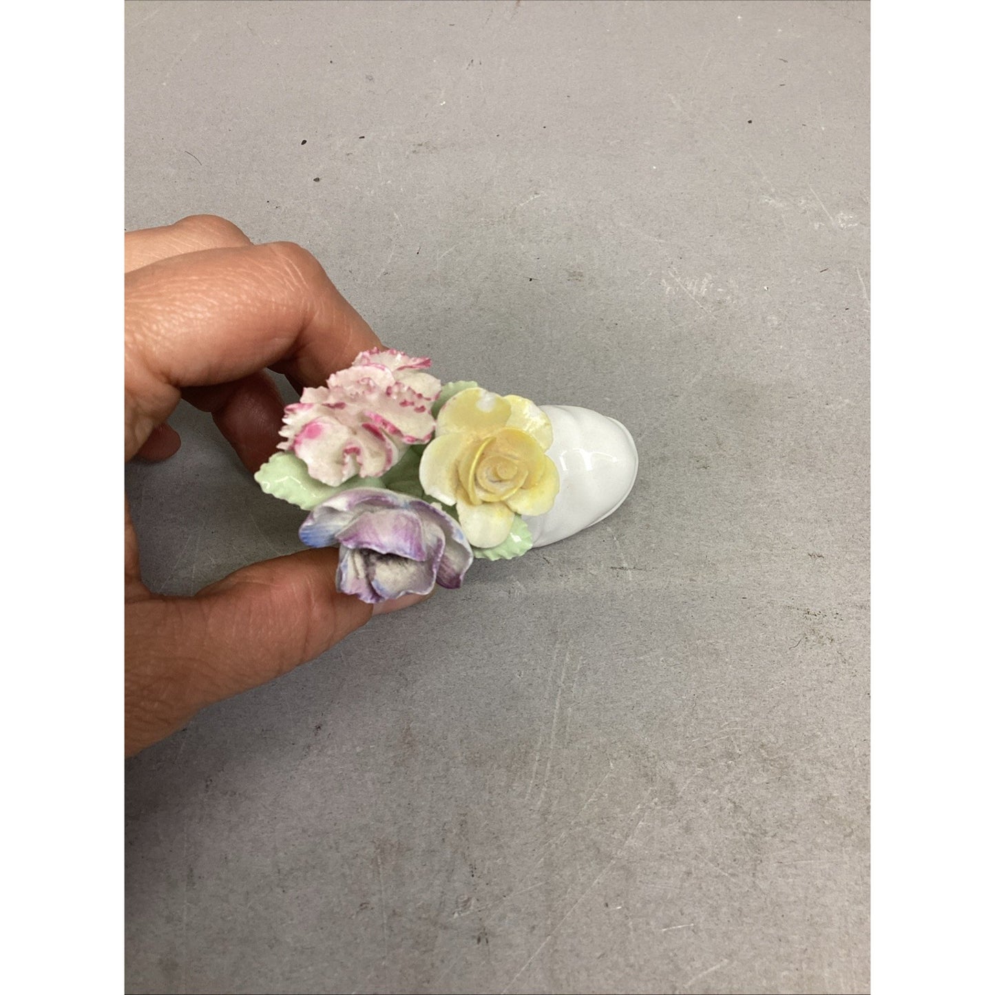 Vintage E&R Gold Crown Fine Bone China Flowers In Boot Figurine Hand Painted