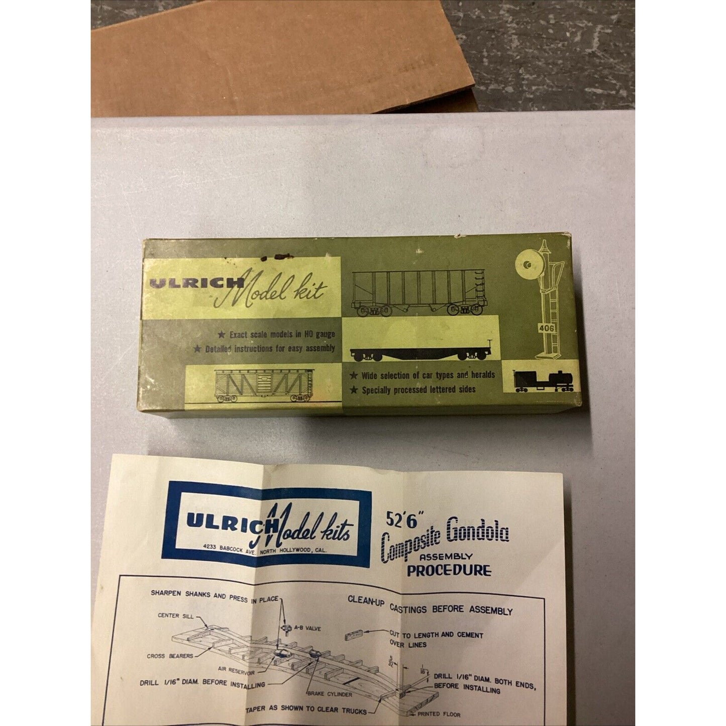 ULRICH Model Kit Gondola Car HO Scale Kit With Instructions & Original Box