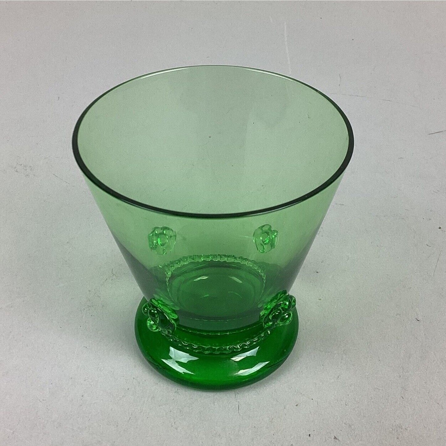 Theresienthal Bacchus Rosette Green Wine Tumbler Rock Glass - 3.5”x3”