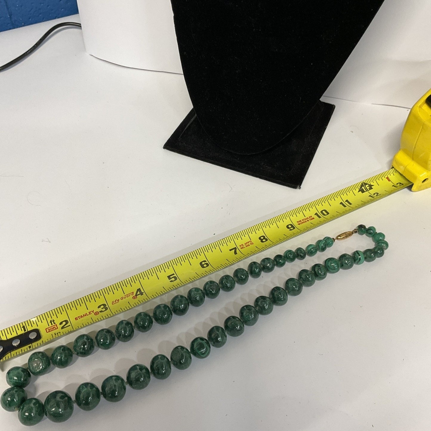 Natural Malachite Graduated Bead Necklace Genuine Green Gemstone Strand