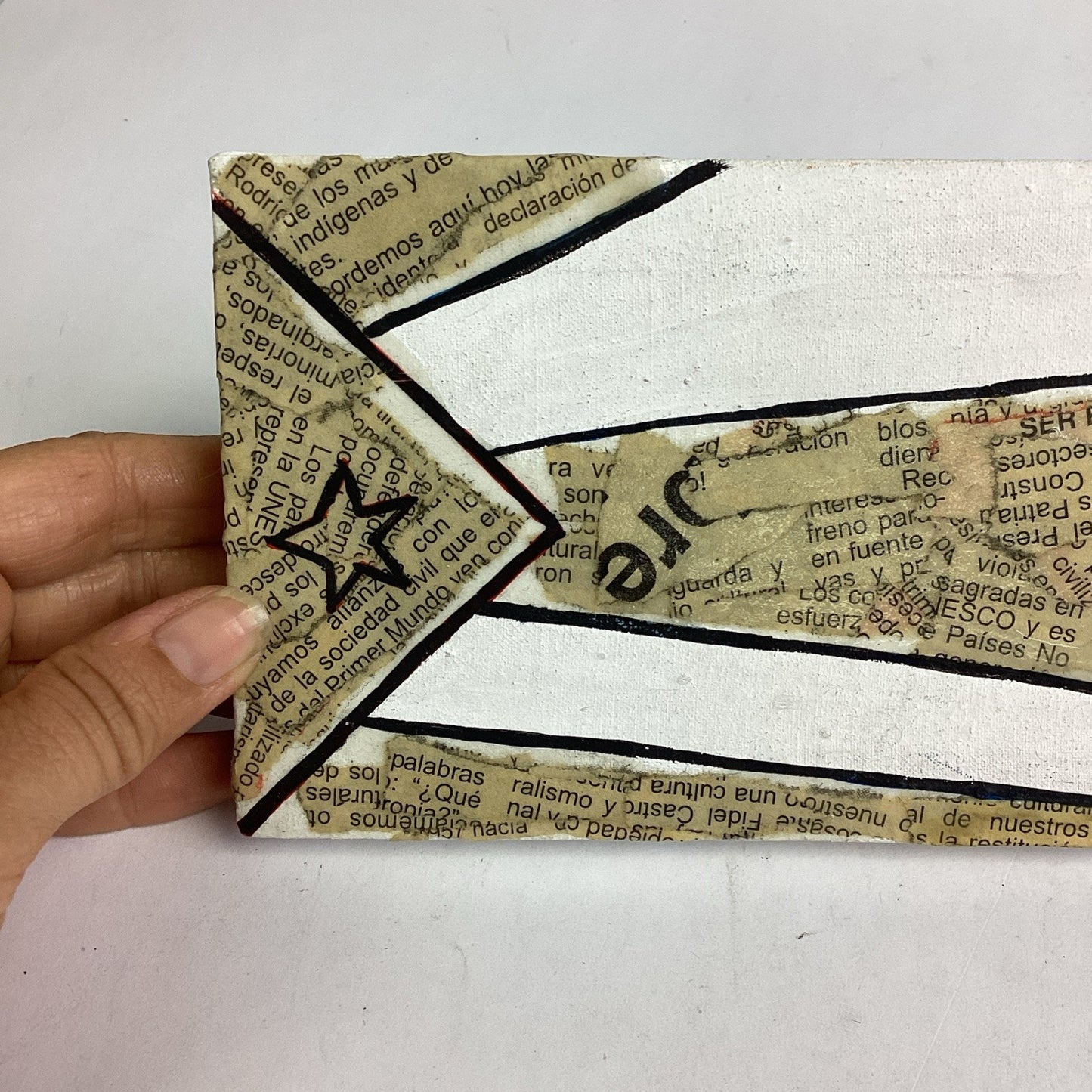 2 Handmade Hand Painted Canvas Flags