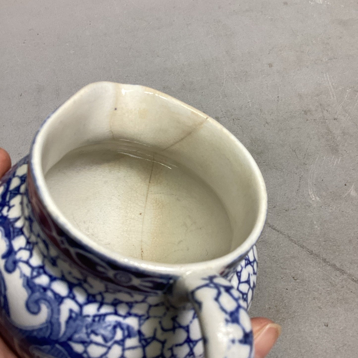 Antique English William Adams Asian Blue Creamer - Made In England - #623291