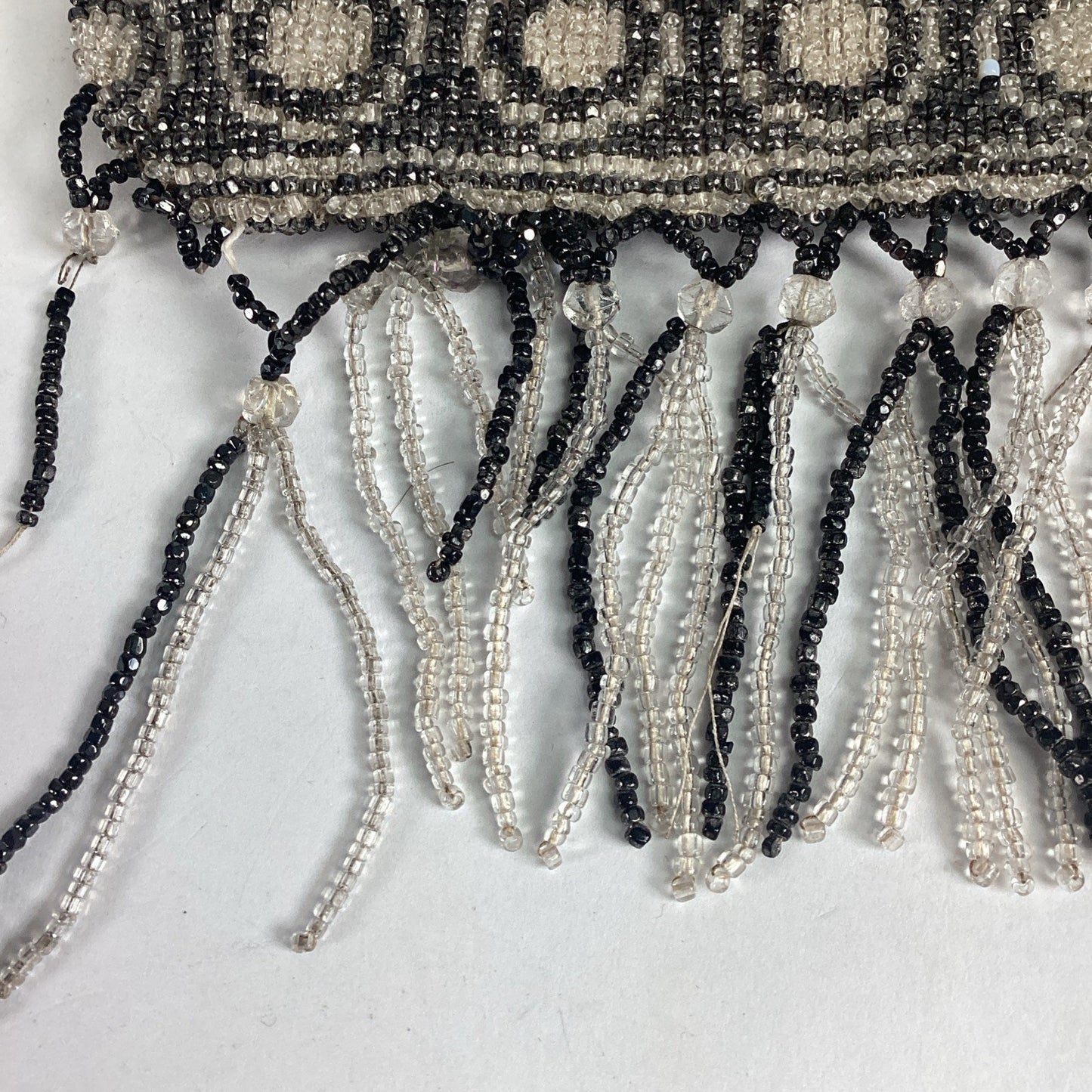 Vintage Beaded Evening Bag With Fringe & Mirror